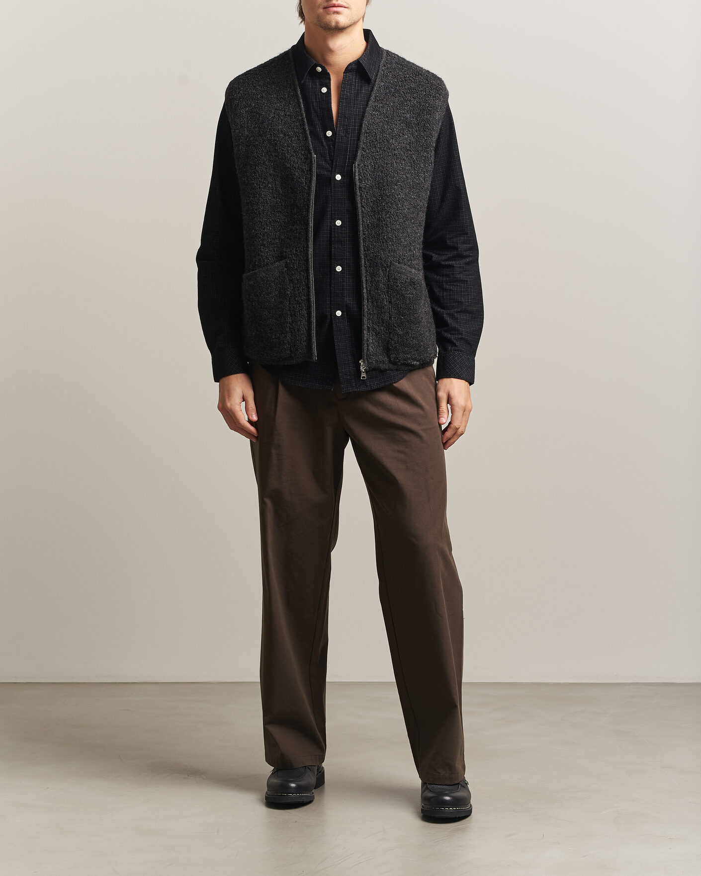 Homme | Gilets | NN07 | Mads Wool Fleece Vest Antracite Melange