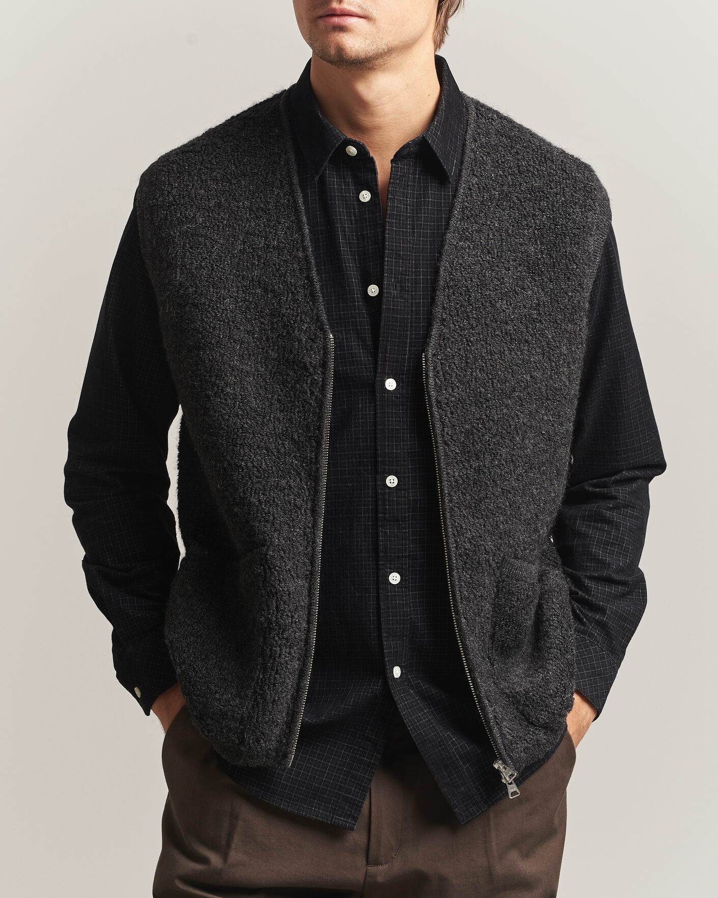 Homme | Gilets | NN07 | Mads Wool Fleece Vest Antracite Melange