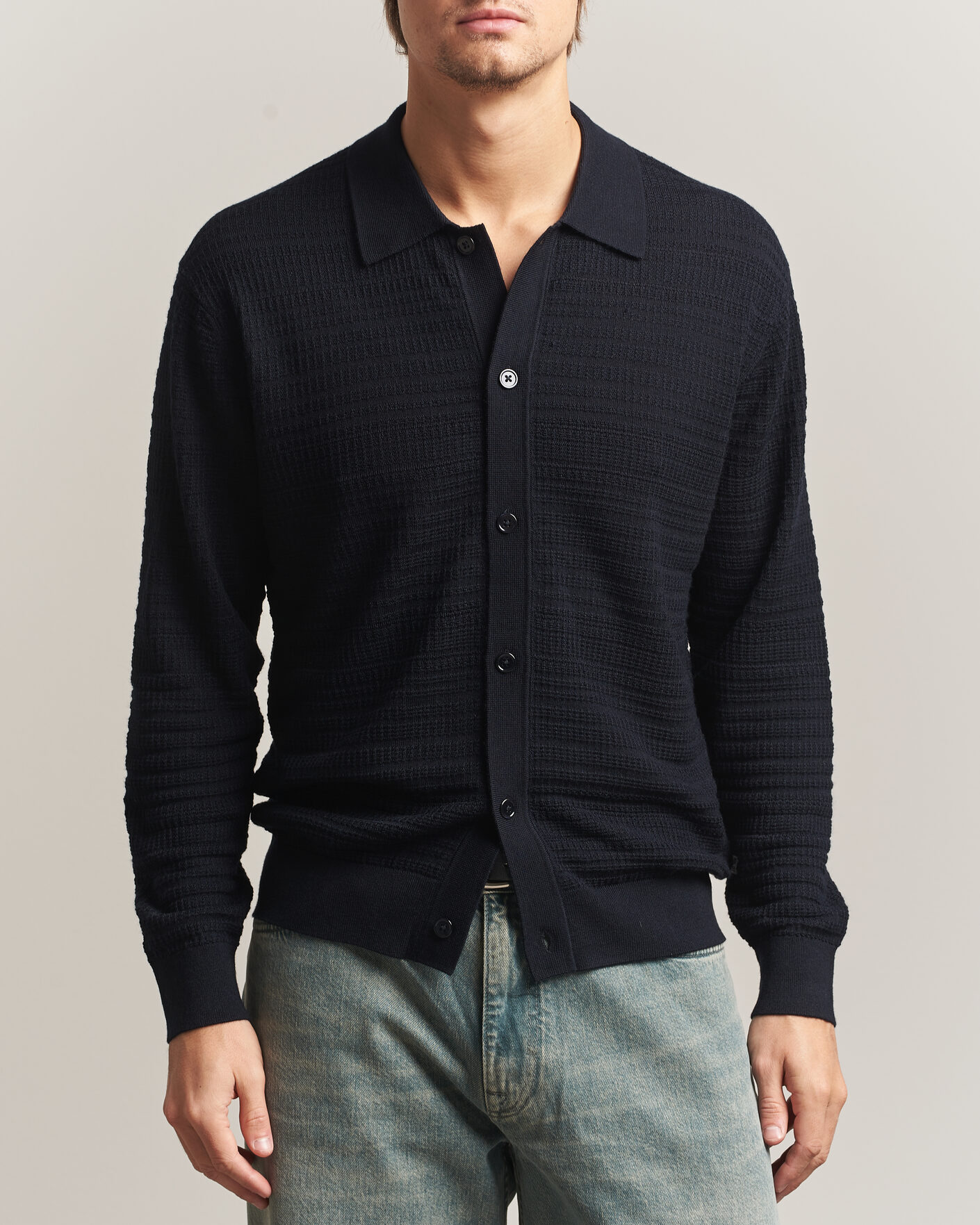 Homme | Pulls Et Tricots | NN07 | Nate Wool Knitted Cardigan Deep Navy