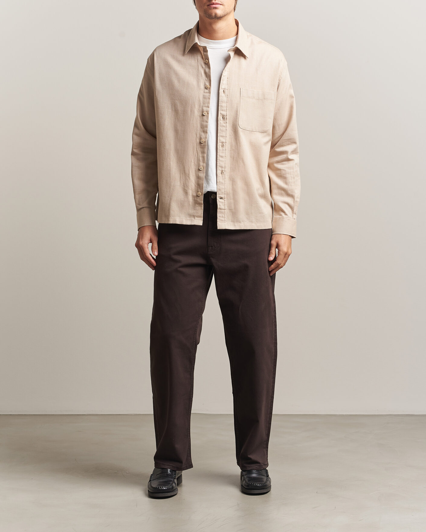Homme | Chemises | NN07 | Deon Brushed Light Flannel Shirt Desert Khaki