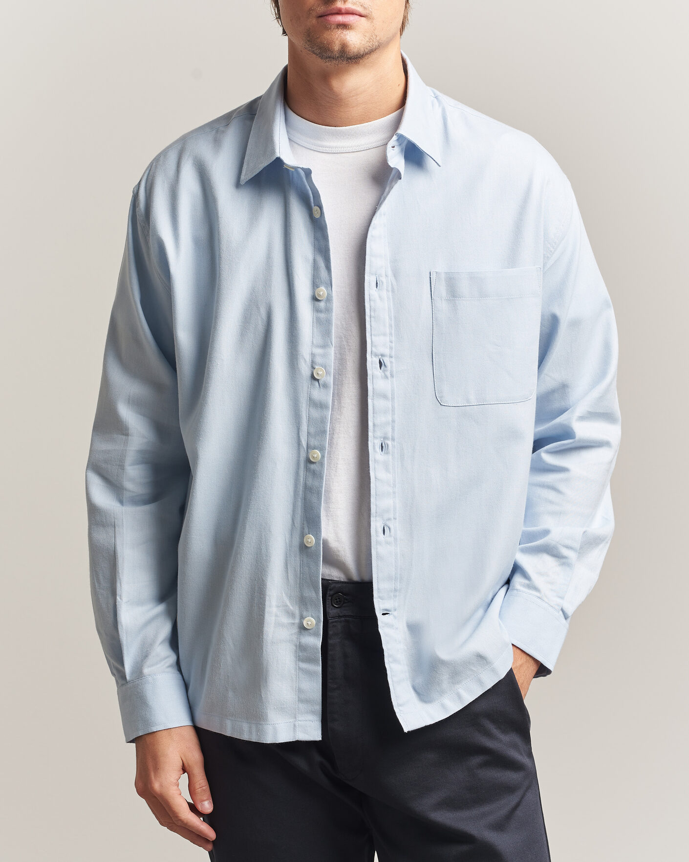 Homme | Chemises | NN07 | Deon Brushed Light Flannel Shirt Sky Mist