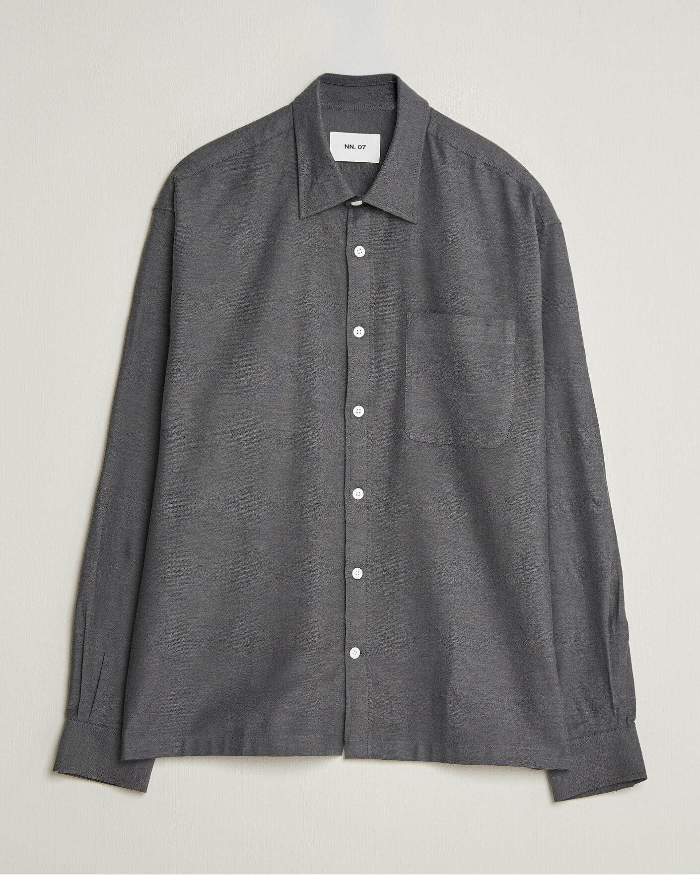 Homme | Chemises | NN07 | Deon Brushed Light Flannel Shirt Dark Grey