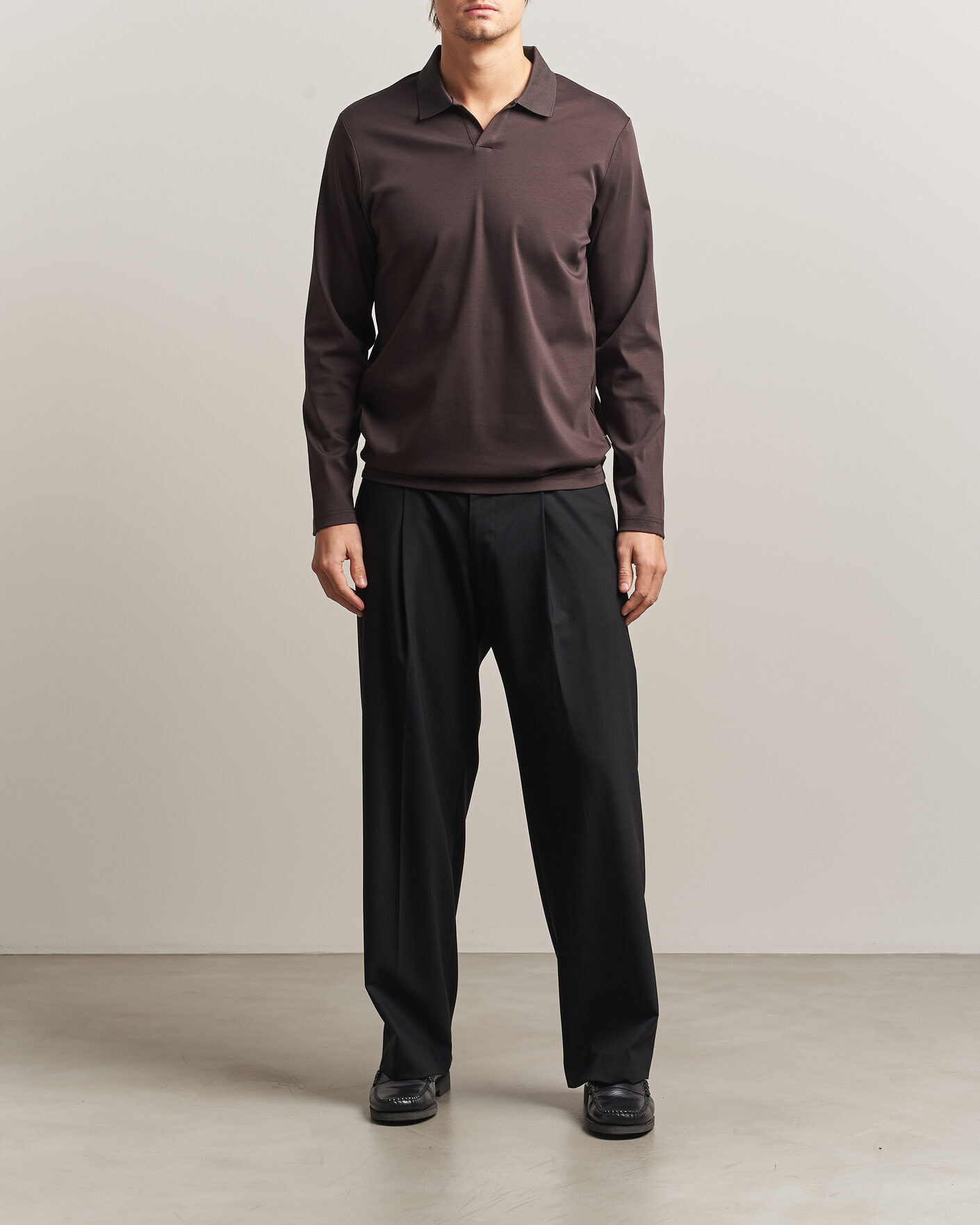 Homme | Polos | NN07 | Paul Long Sleeve Polo Deep Truffle