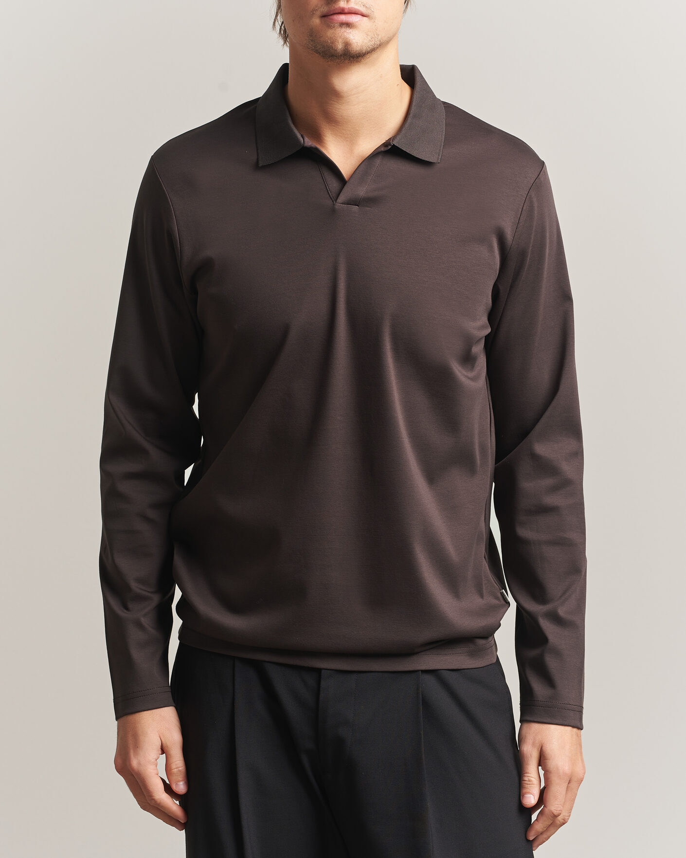 Homme | Polos | NN07 | Paul Long Sleeve Polo Deep Truffle