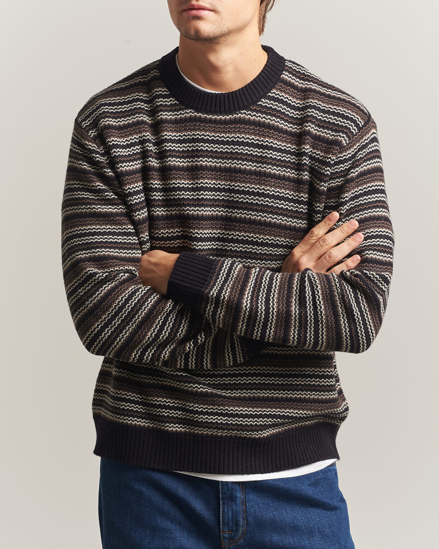 Homme | Pulls Et Tricots | NN07 | Russel Wool/Cotton Striped Sweater Black Multi