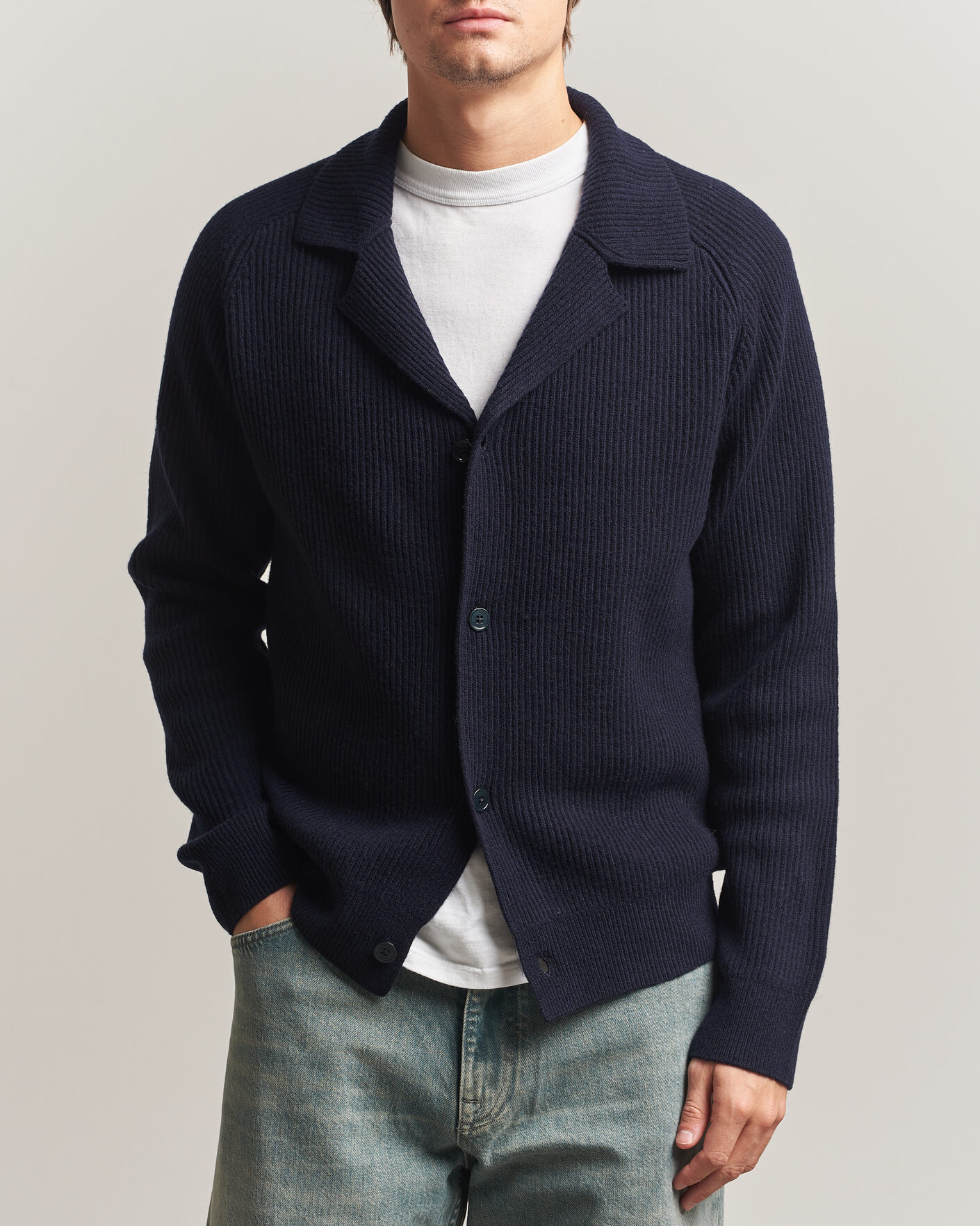 Homme | Pulls Et Tricots | NN07 | Shane Wool Knitted Cardigan Navy Blue