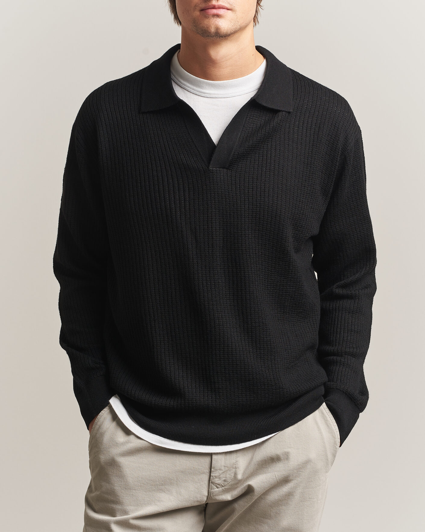 Homme | Pulls Et Tricots | NN07 | Nate Wool Knitted Polo Black