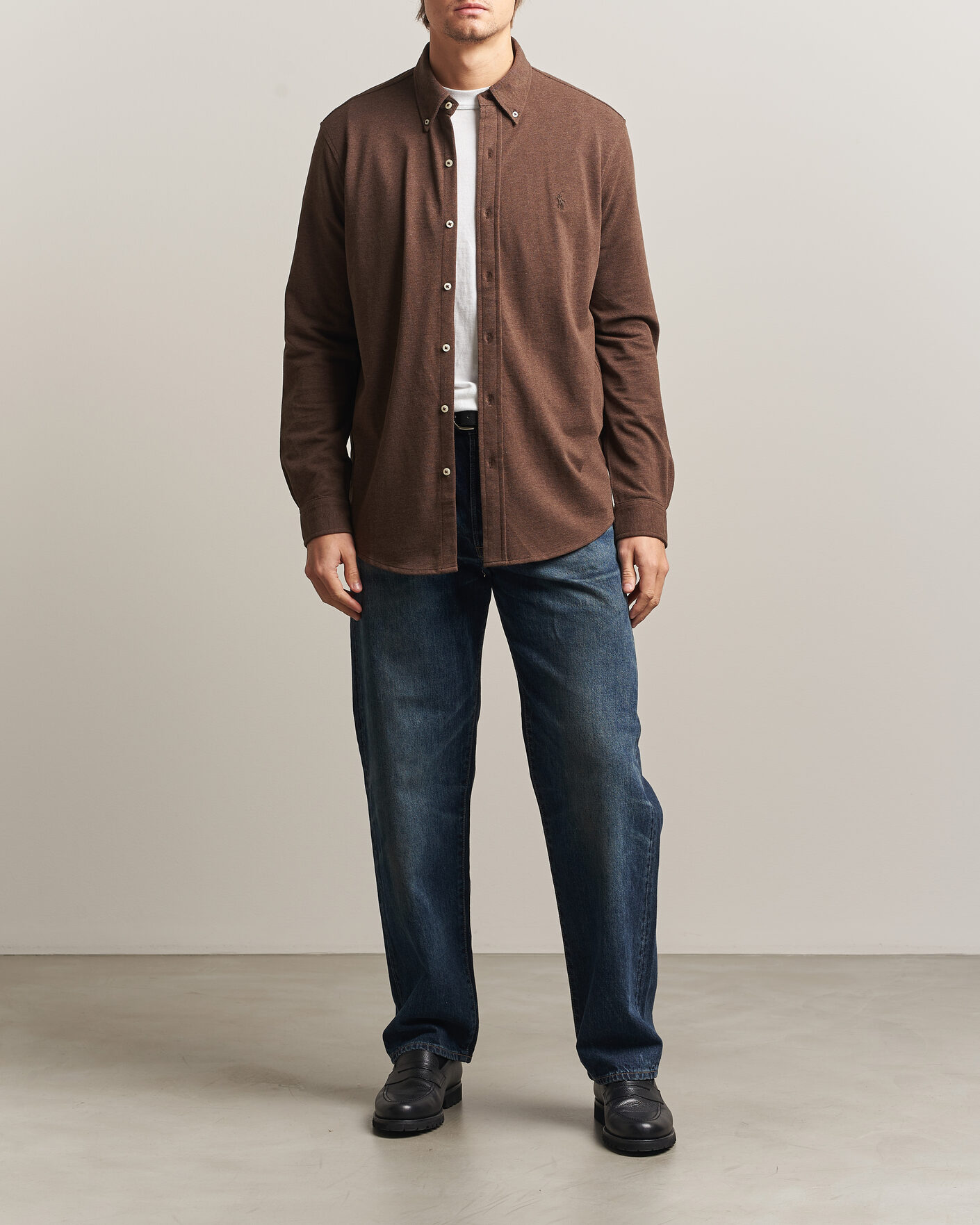 Homme | Polos | Polo Ralph Lauren | Featherweight Mesh Shirt Nutmeg Brown Heather