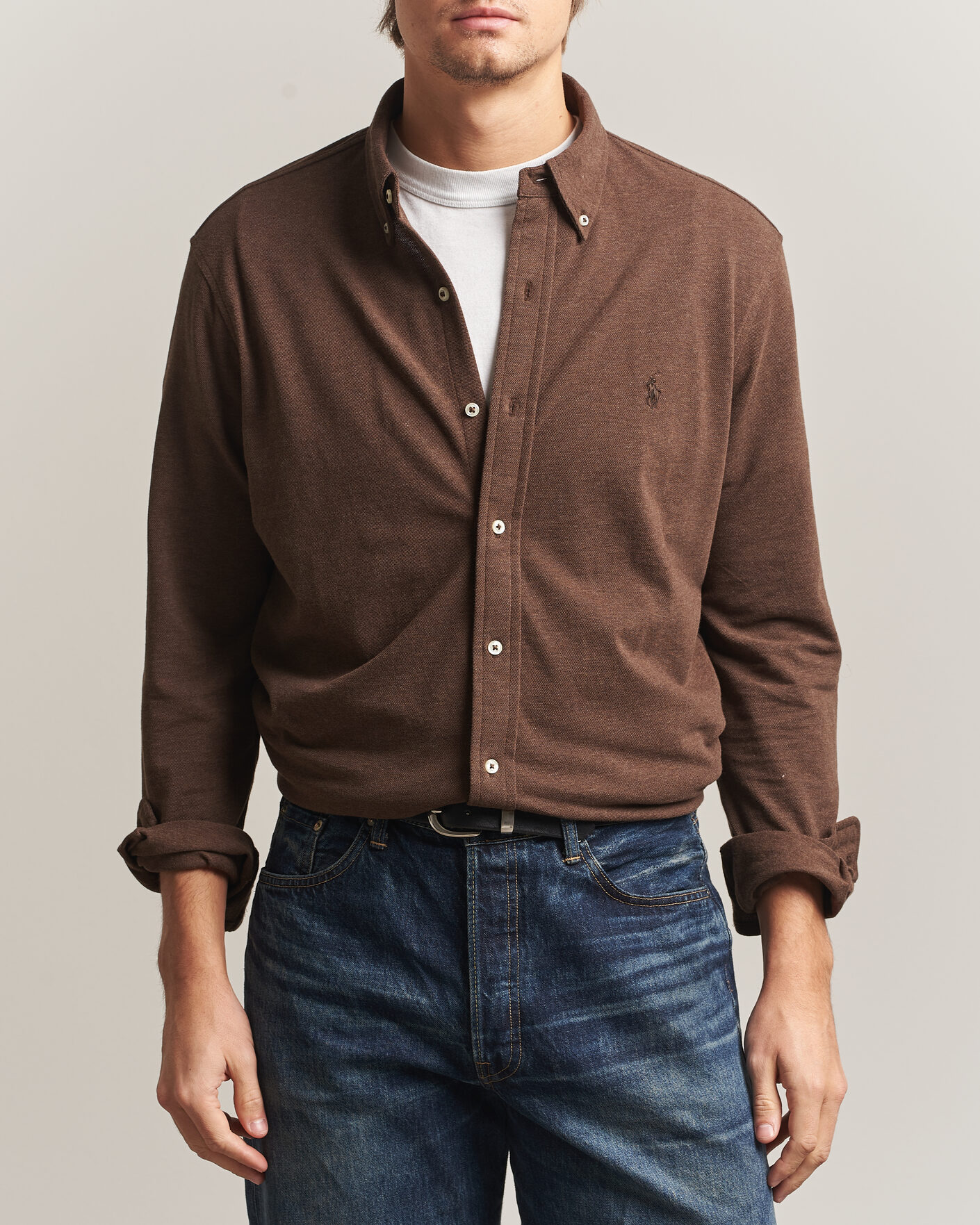 Homme | Polos | Polo Ralph Lauren | Featherweight Mesh Shirt Nutmeg Brown Heather