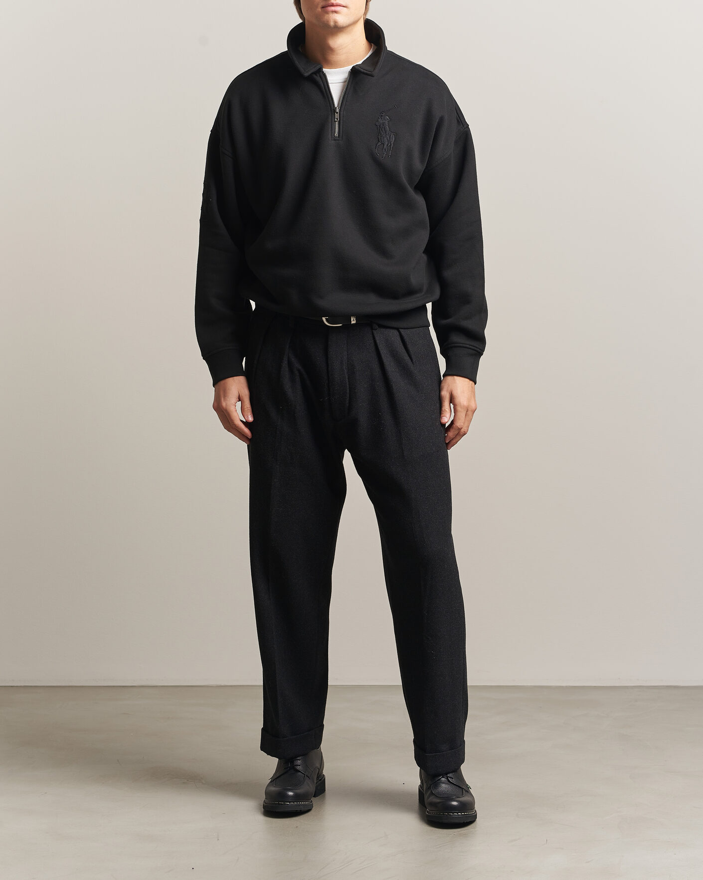 Homme | Pulls Et Tricots | Polo Ralph Lauren | Heavy Weight Half Zip Fleece Polo Black
