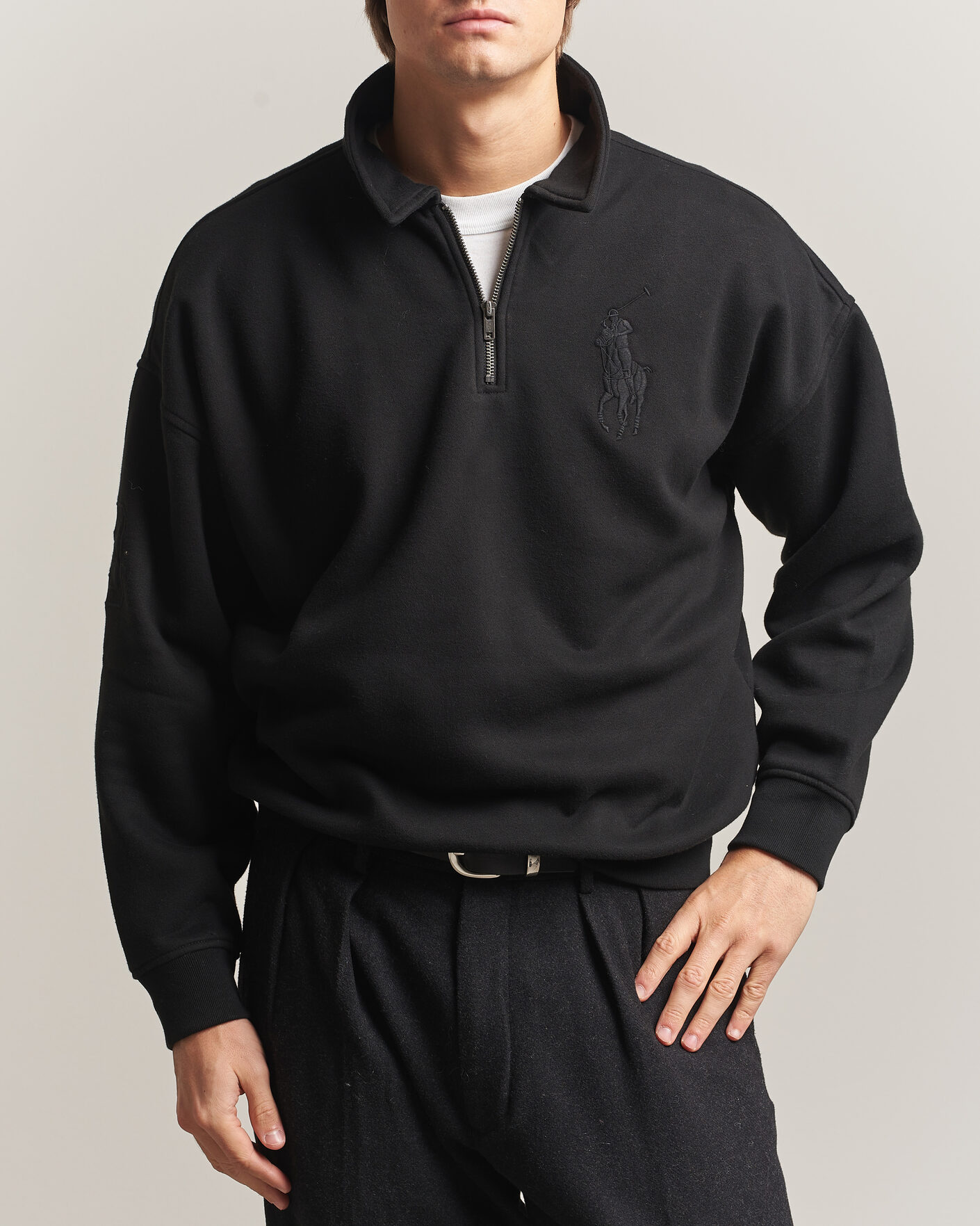 Homme | Pulls Et Tricots | Polo Ralph Lauren | Heavy Weight Half Zip Fleece Polo Black