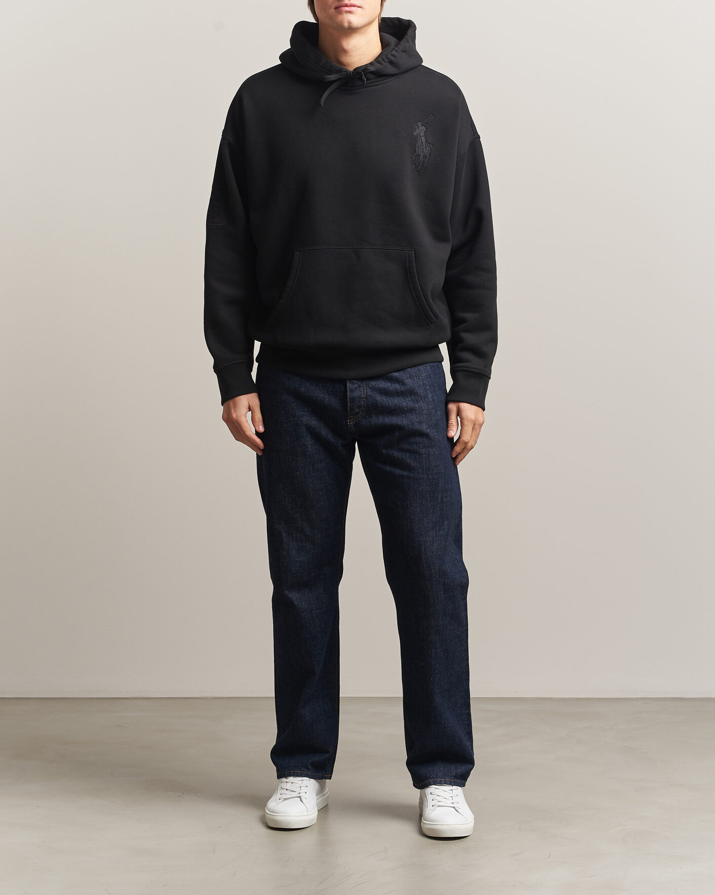 Homme | Pulls Et Tricots | Polo Ralph Lauren | Heavy Weight Tonal Pony Hoodie Polo Black