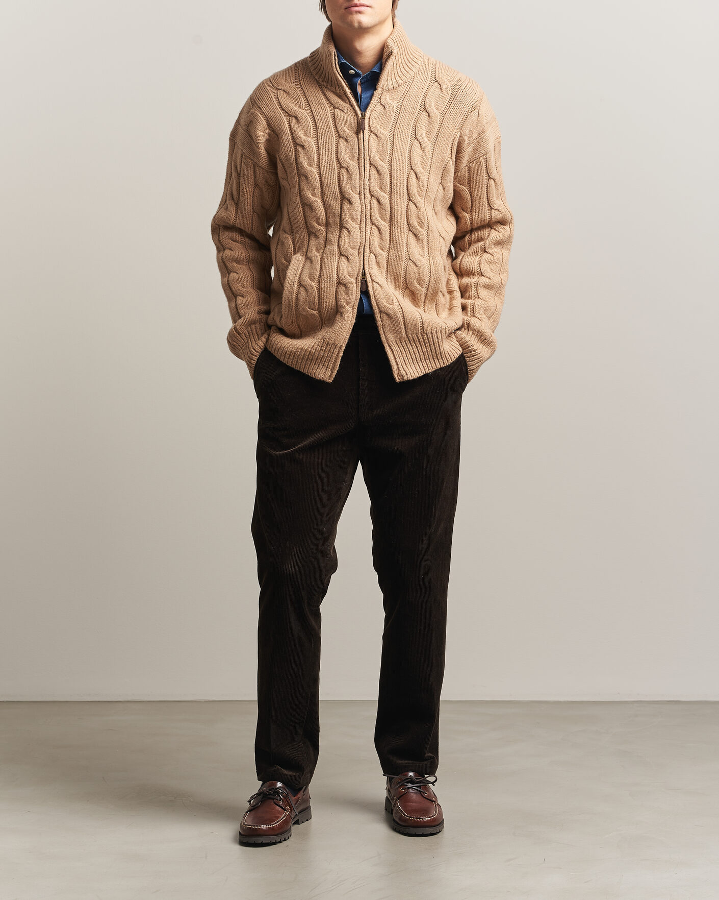 Homme | Pulls Et Tricots | Polo Ralph Lauren | Wool/Alpaca Cable Full-Zip Camel Melange