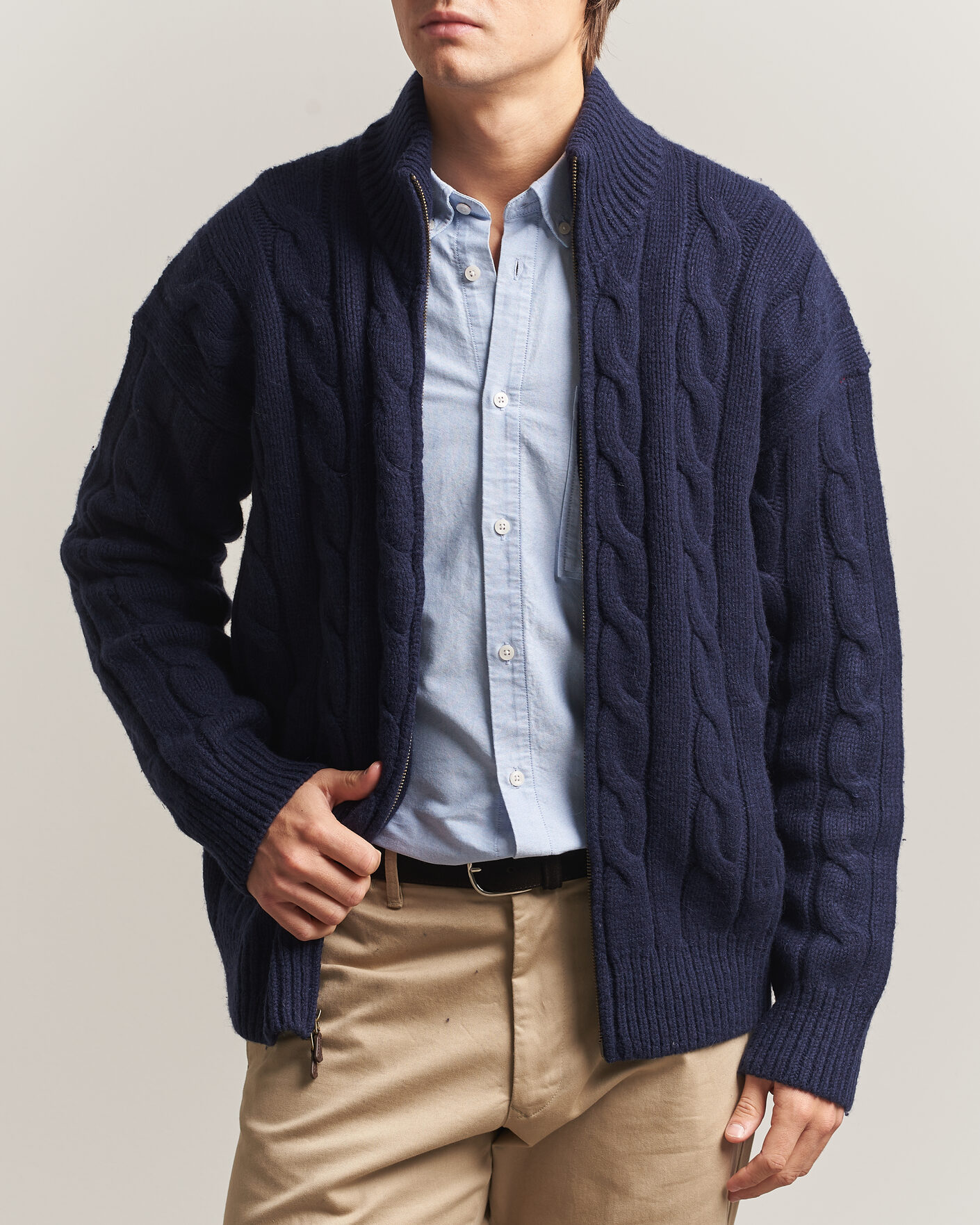 Homme | Pulls Et Tricots | Polo Ralph Lauren | Wool/Alpaca Cable Full-Zip Hunter Navy