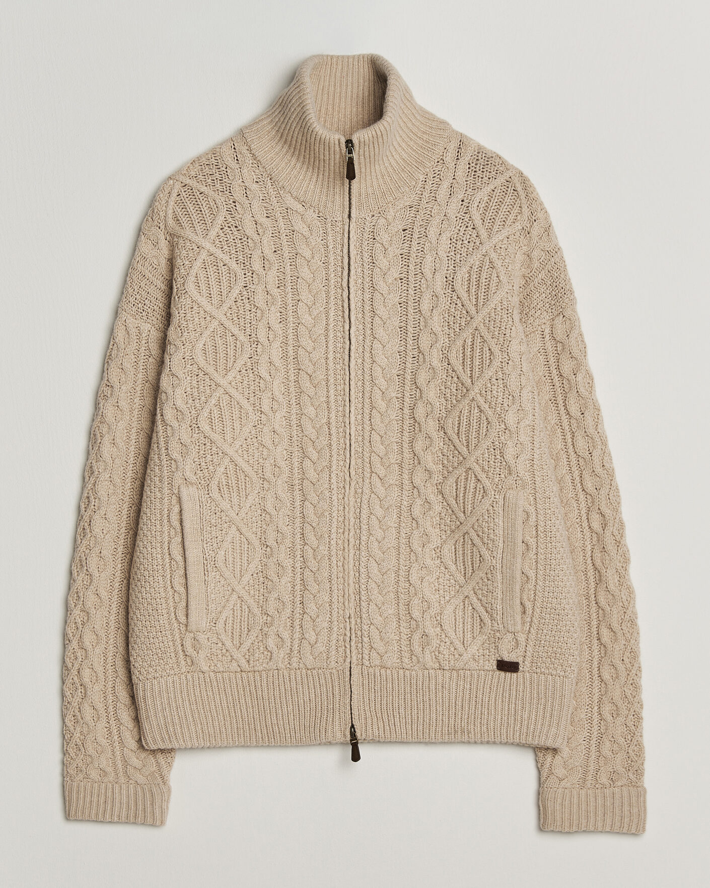 Homme | Pulls Et Tricots | Polo Ralph Lauren | Wool/Alpaca Aran Full-Zip Jicama Brown Heather