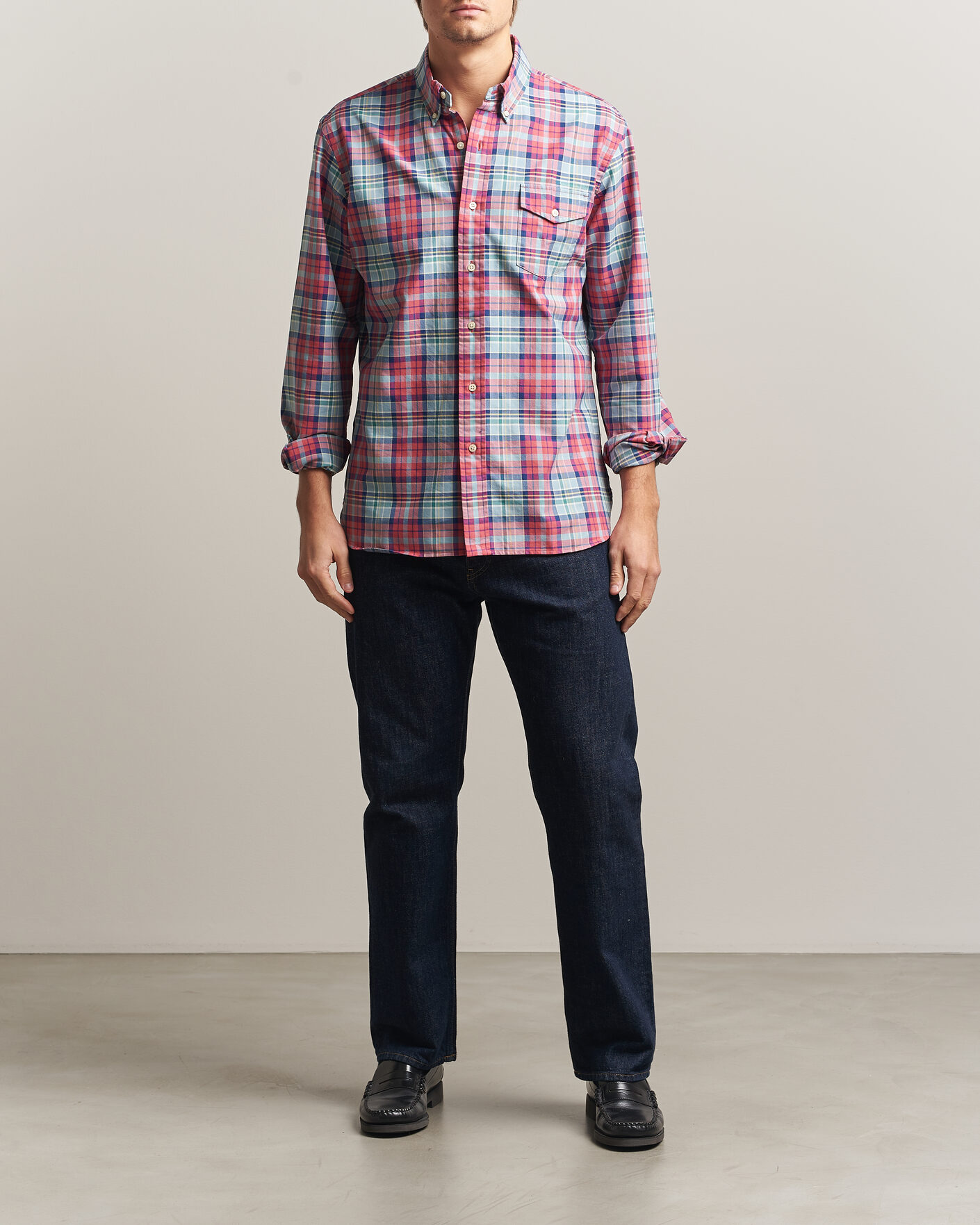 Homme | Chemises | Polo Ralph Lauren | Classic Fit Checked Oxford Sport Shirt Red Dusty Blue