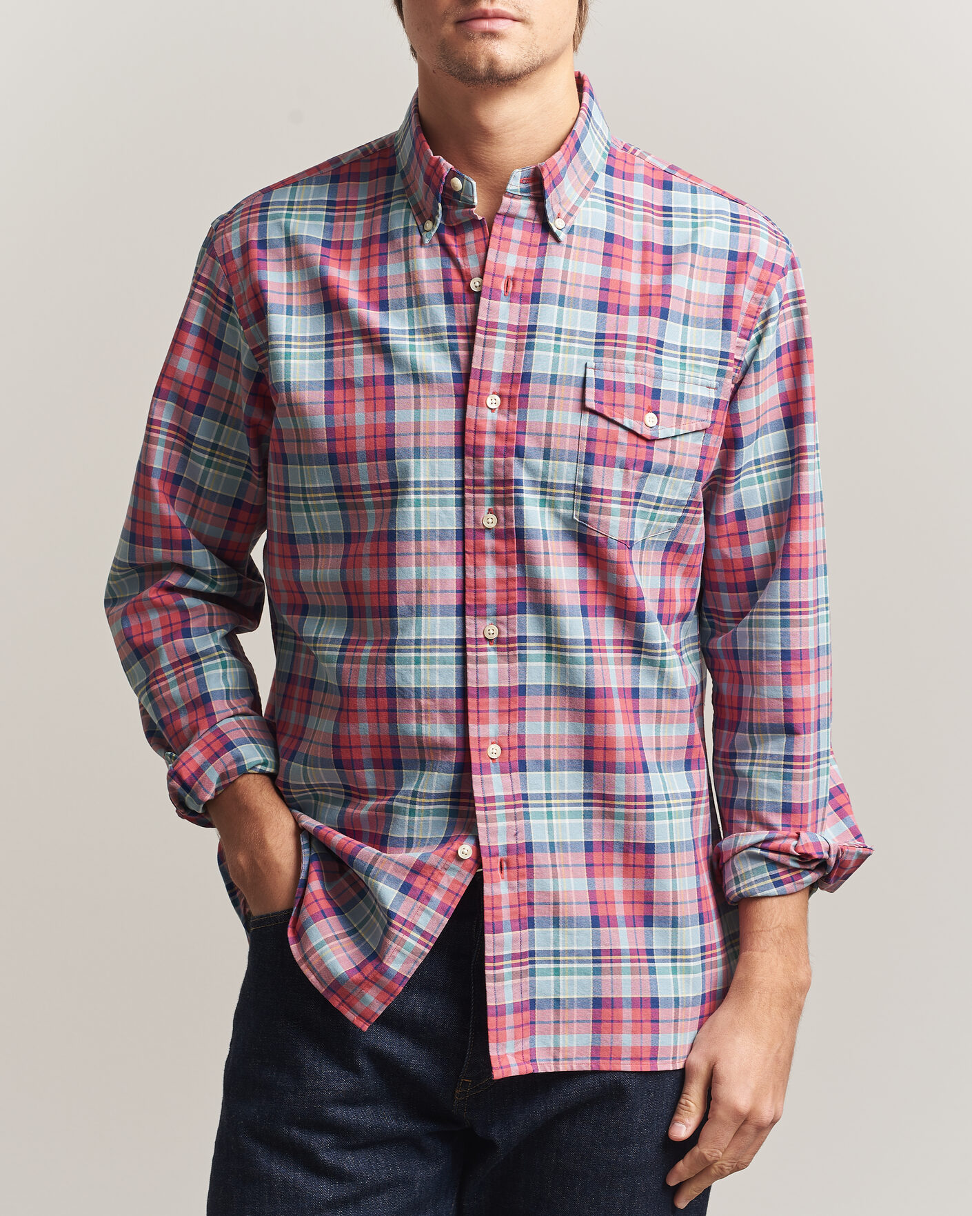 Homme | Chemises | Polo Ralph Lauren | Classic Fit Checked Oxford Sport Shirt Red Dusty Blue