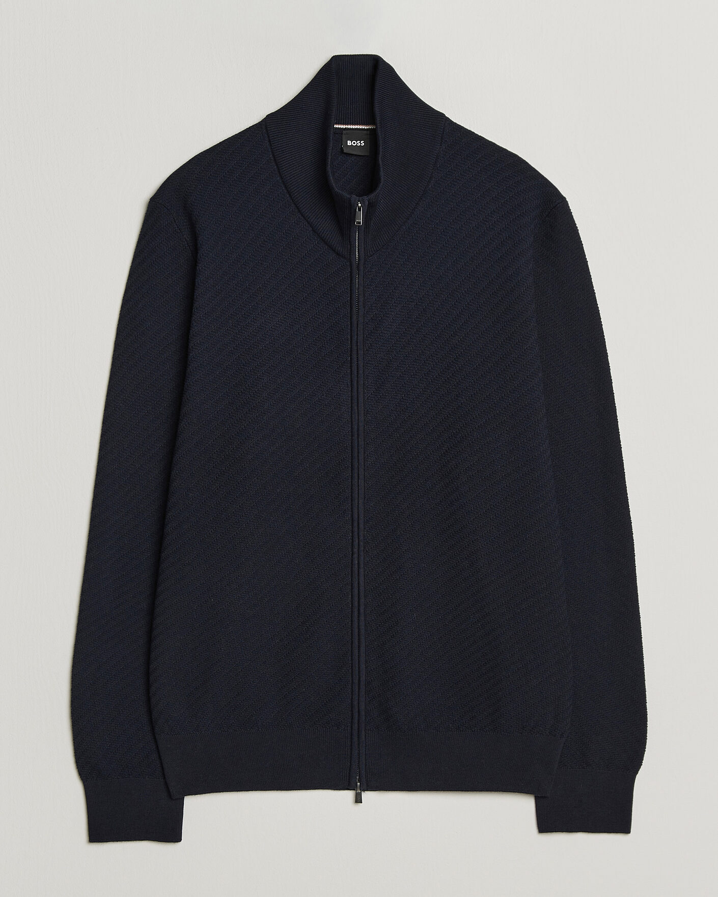 Homme | Pulls Et Tricots | BOSS BLACK | Loretti Cotton Knitted Full Zip Dark Blue