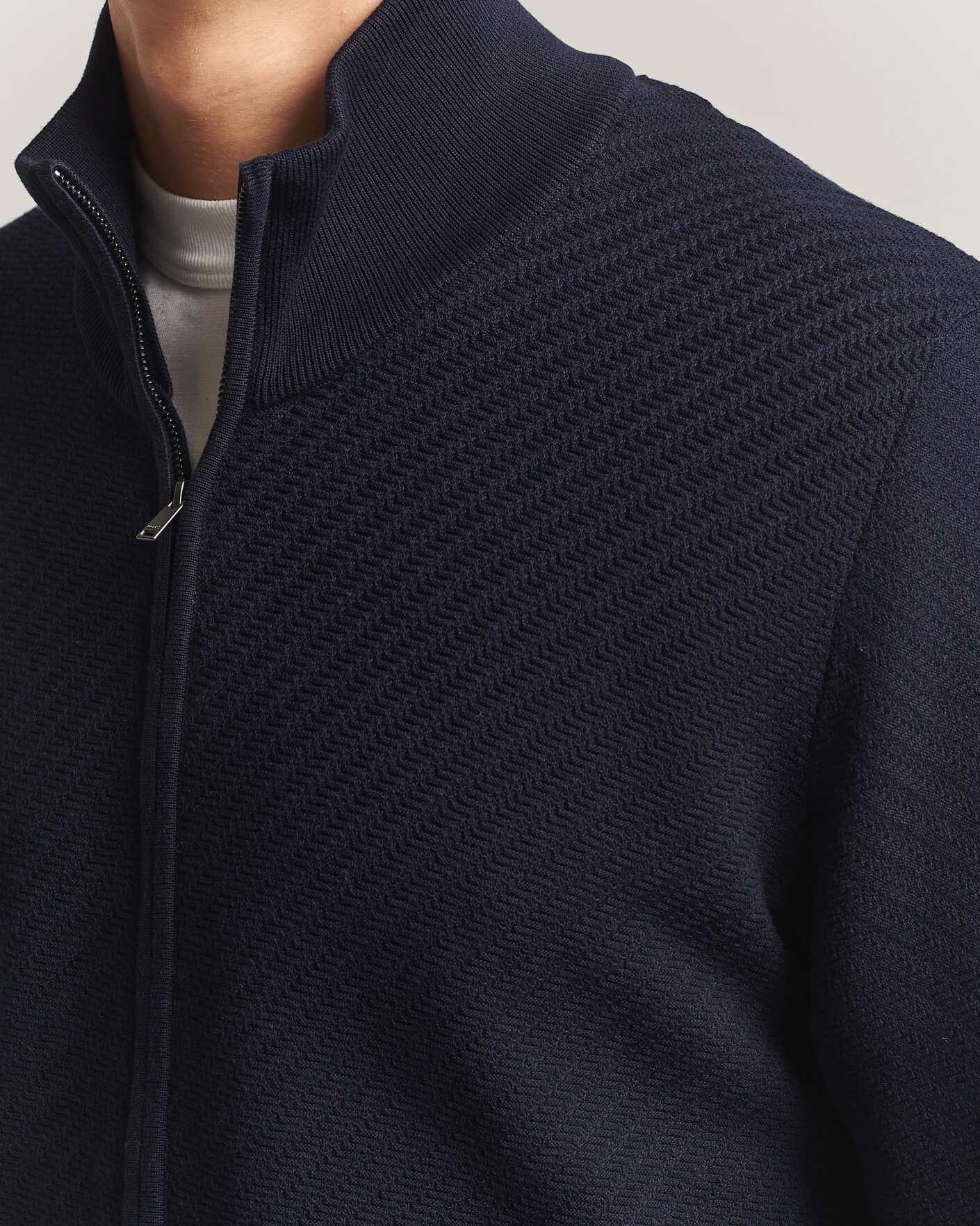 Homme | Pulls Et Tricots | BOSS BLACK | Loretti Cotton Knitted Full Zip Dark Blue