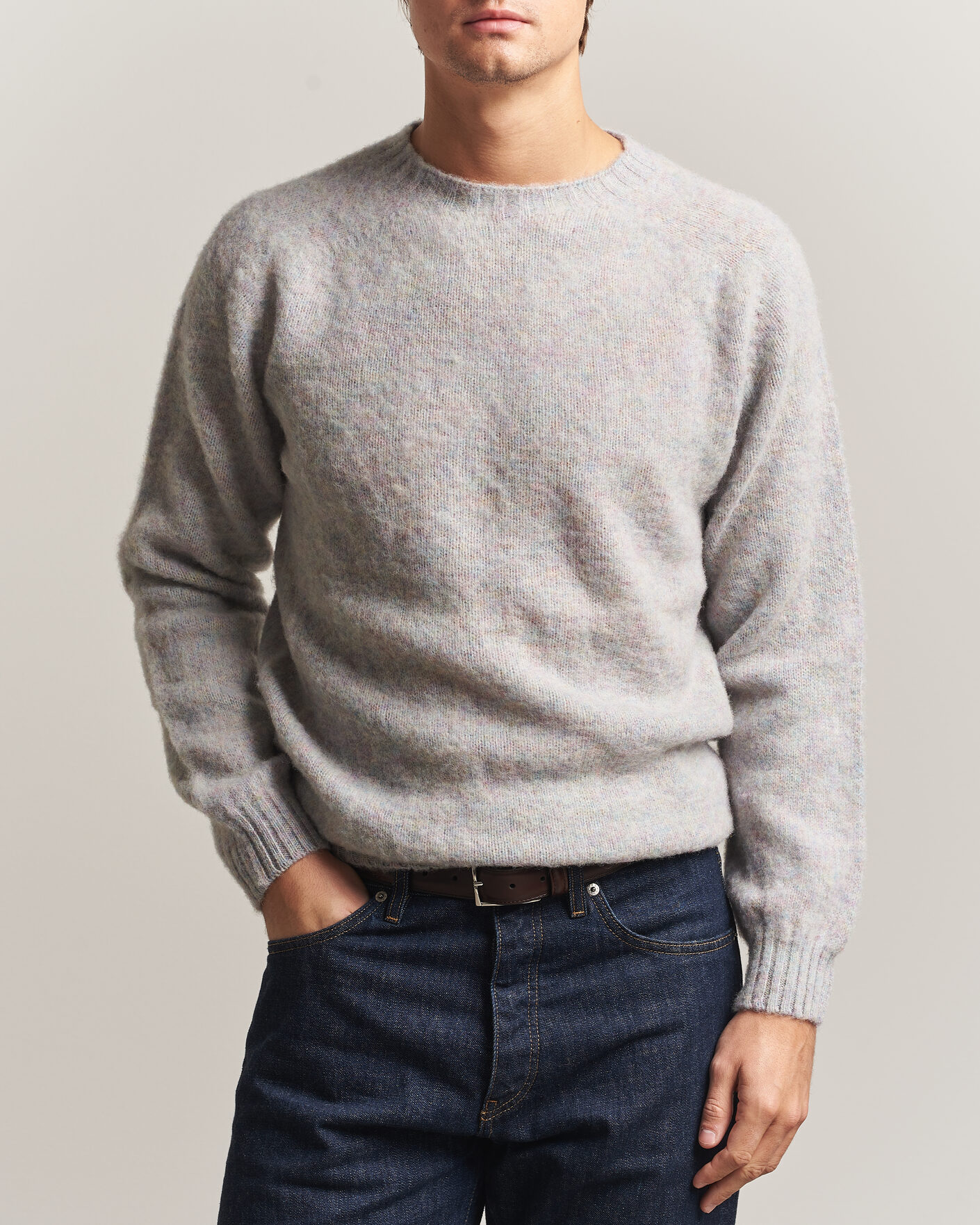 Homme | Pulls Et Tricots | Harley Of Scotland | Brushed Supersoft Lambswool Crewneck Aurora