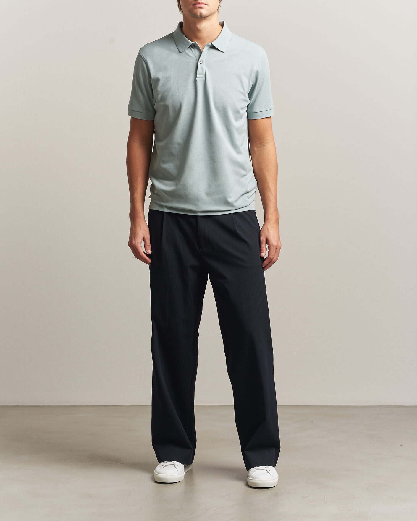 Homme | Polos | Sunspel | Short Sleeve Pique Polo Light Green