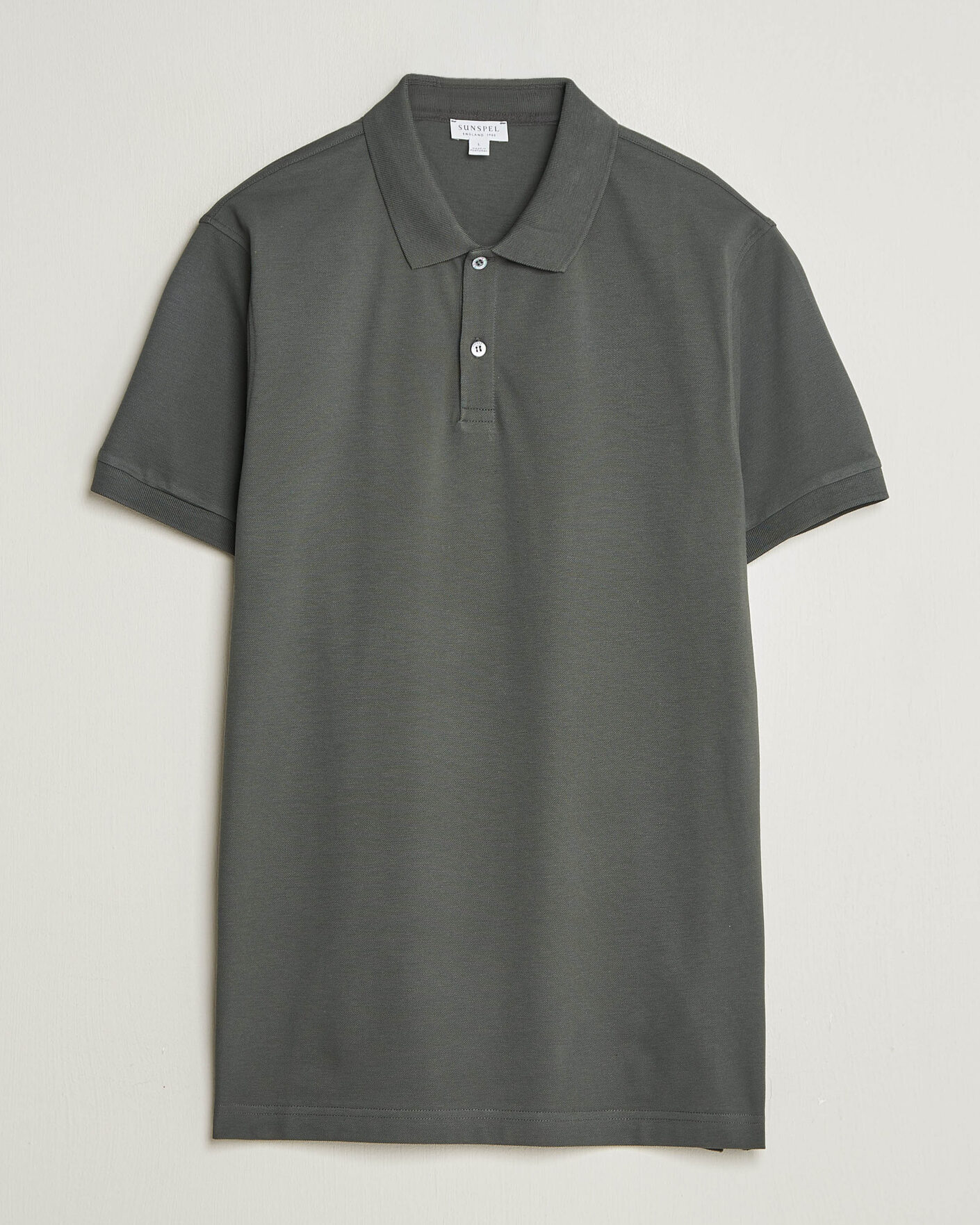 Homme | Polos | Sunspel | Short Sleeve Pique Polo Slate Green