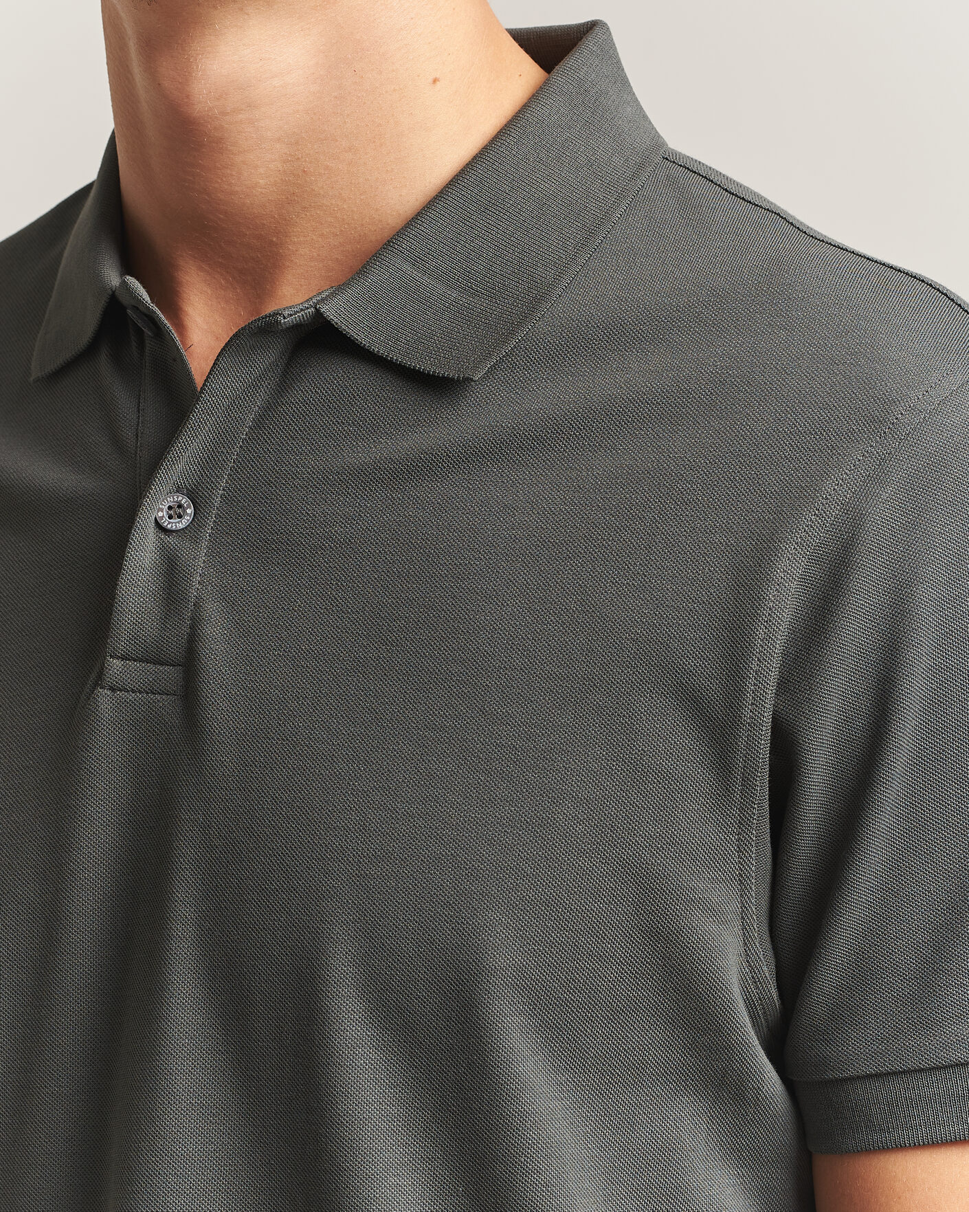 Homme | Polos | Sunspel | Short Sleeve Pique Polo Slate Green