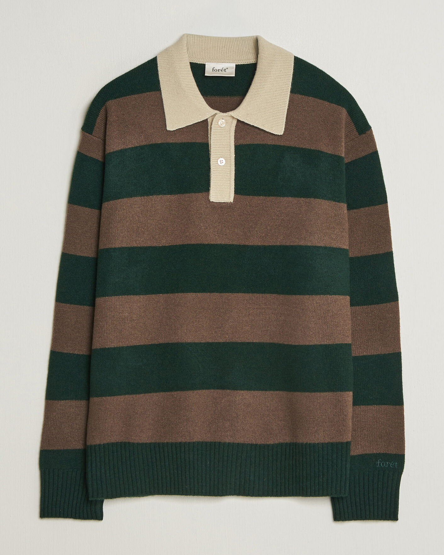 Homme | Pulls Et Tricots | Forét | Frost Stripe Knit Polo Deep Green