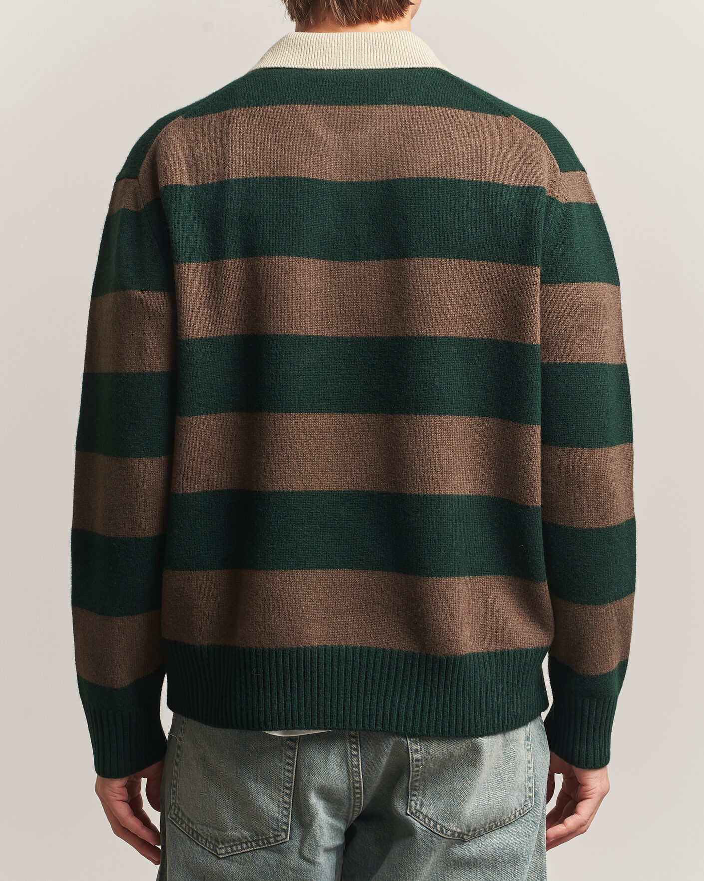 Homme | Pulls Et Tricots | Forét | Frost Stripe Knit Polo Deep Green