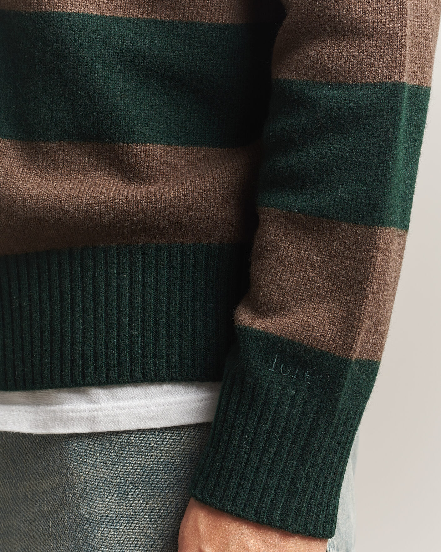 Homme | Pulls Et Tricots | Forét | Frost Stripe Knit Polo Deep Green