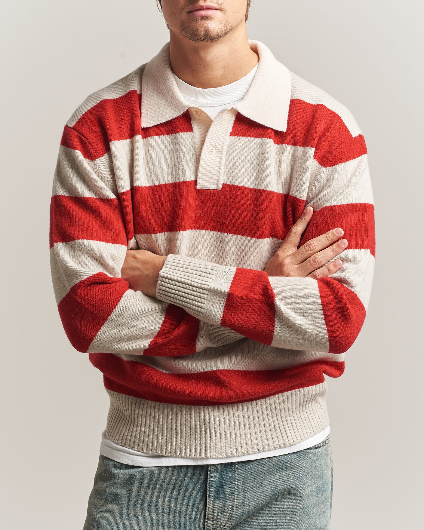 Homme | Pulls Et Tricots | Forét | Frost Stripe Knit Polo Red