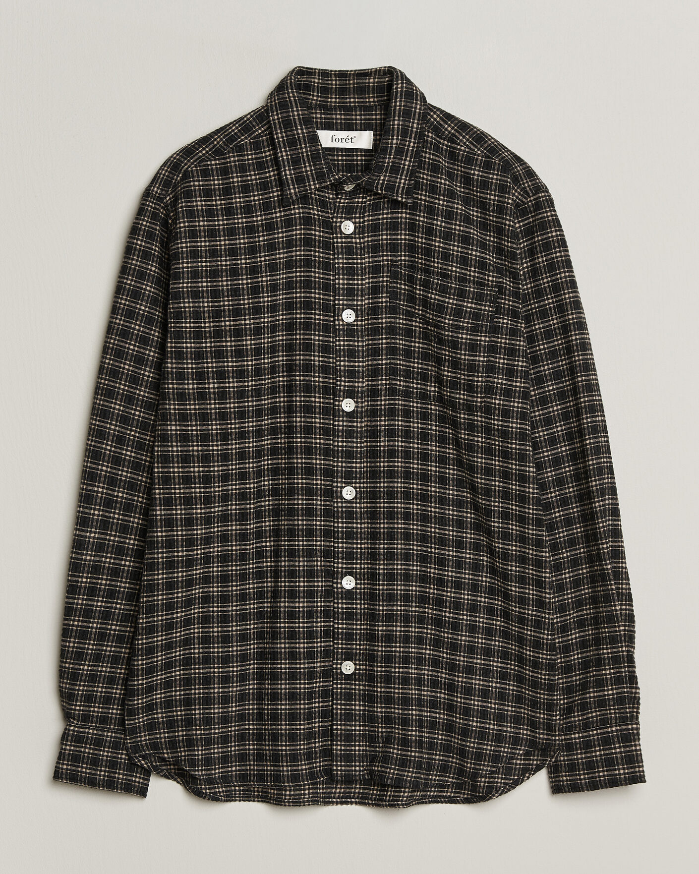Homme | Chemises | Forét | Form Regular Fit Italian Check Shirt Black