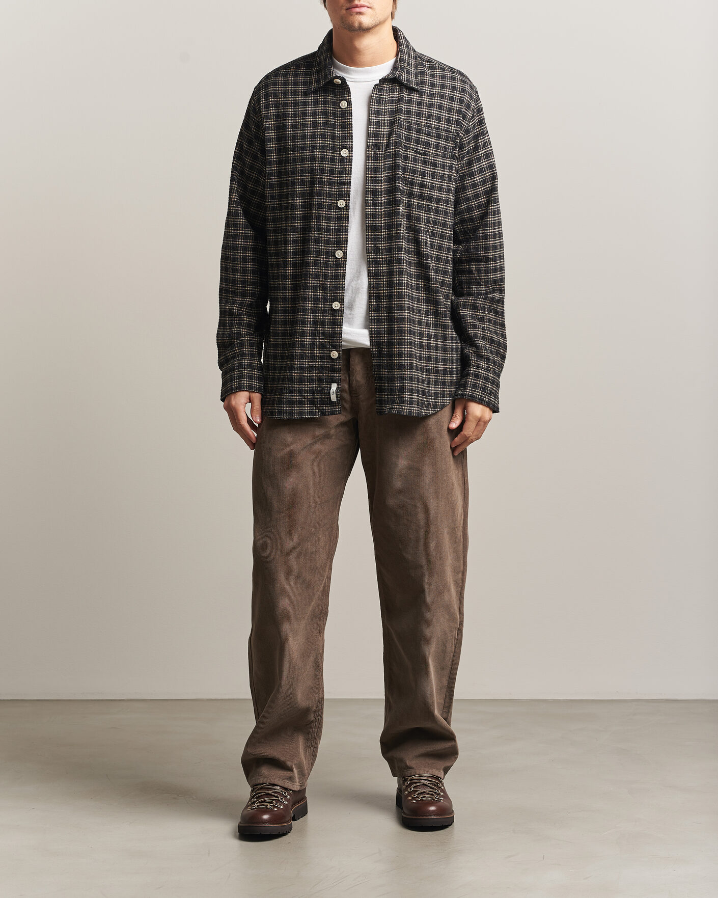 Homme | Chemises | Forét | Form Regular Fit Italian Check Shirt Black