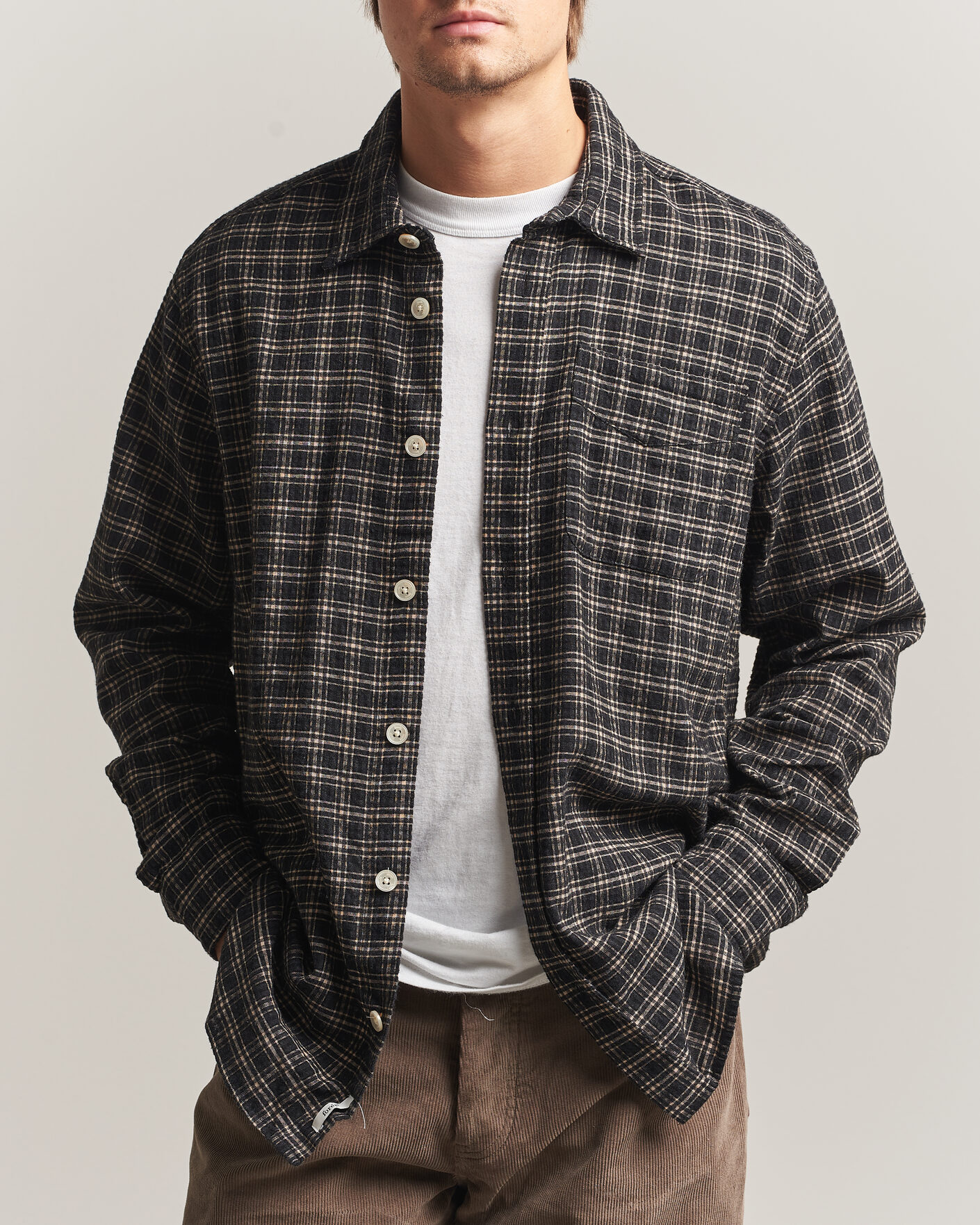 Homme | Chemises | Forét | Form Regular Fit Italian Check Shirt Black