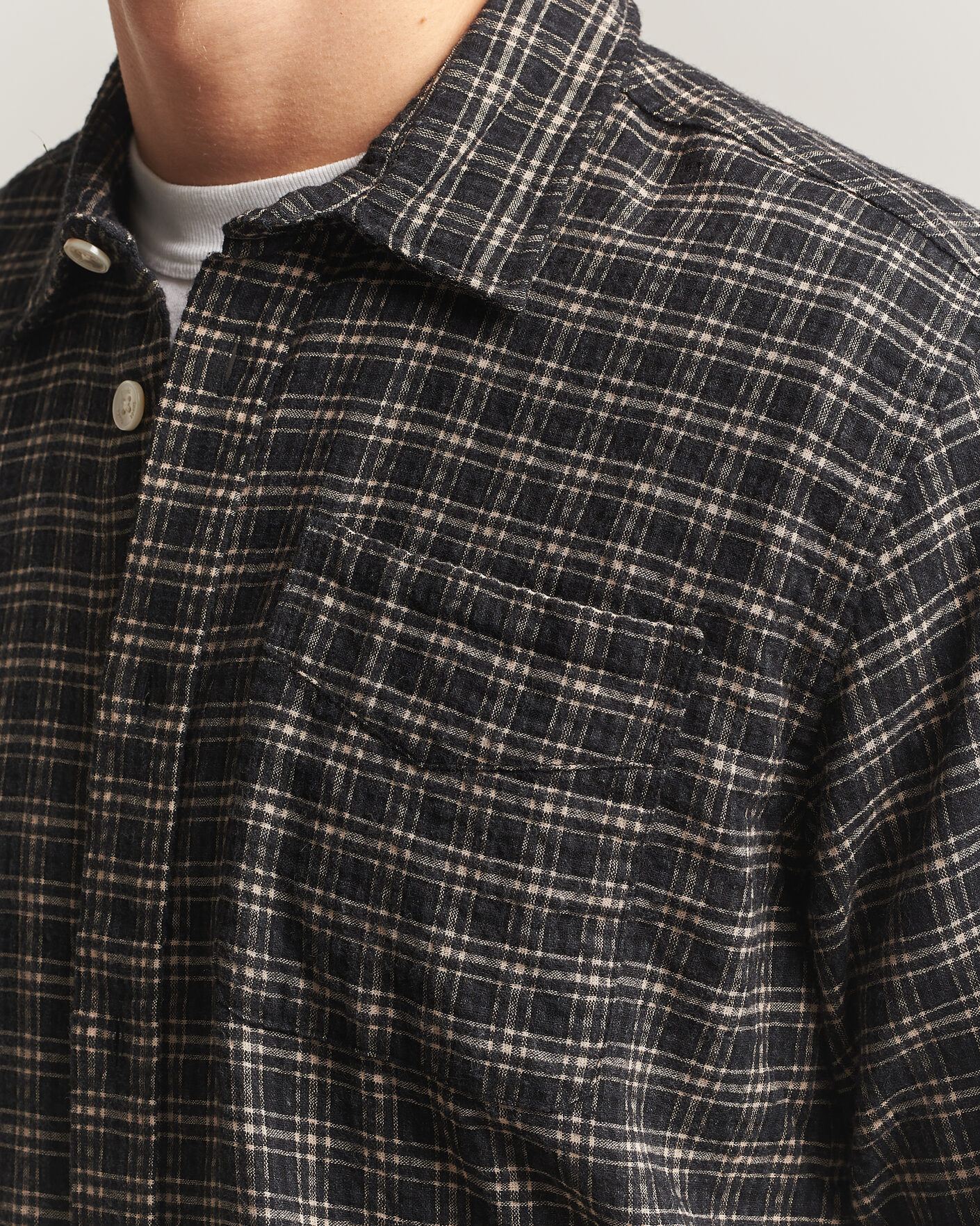 Homme | Chemises | Forét | Form Regular Fit Italian Check Shirt Black
