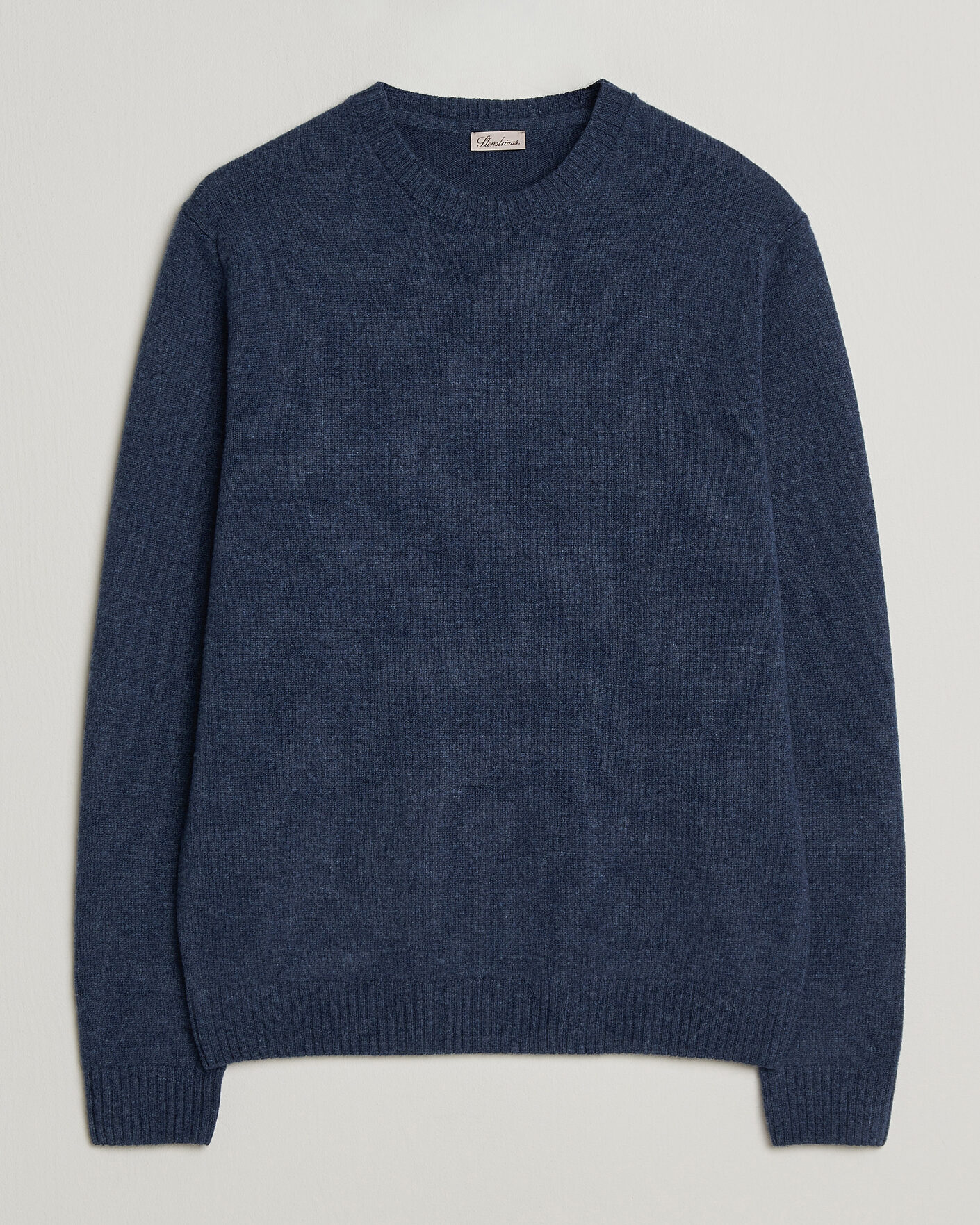 Homme | Pulls Et Tricots | Stenströms | Knitted Lambswool Crew Neck Indigo Melange