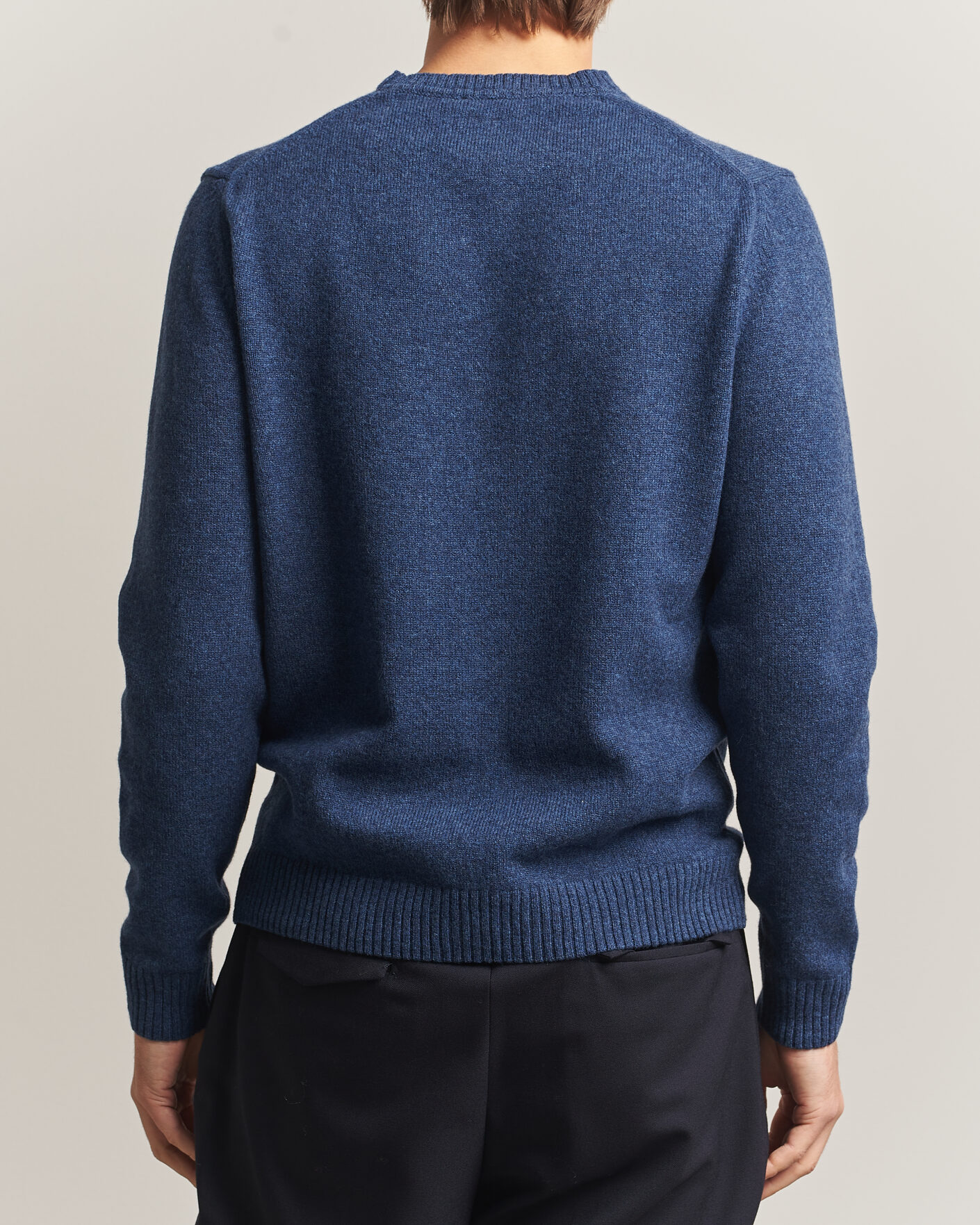 Homme | Pulls Et Tricots | Stenströms | Knitted Lambswool Crew Neck Indigo Melange