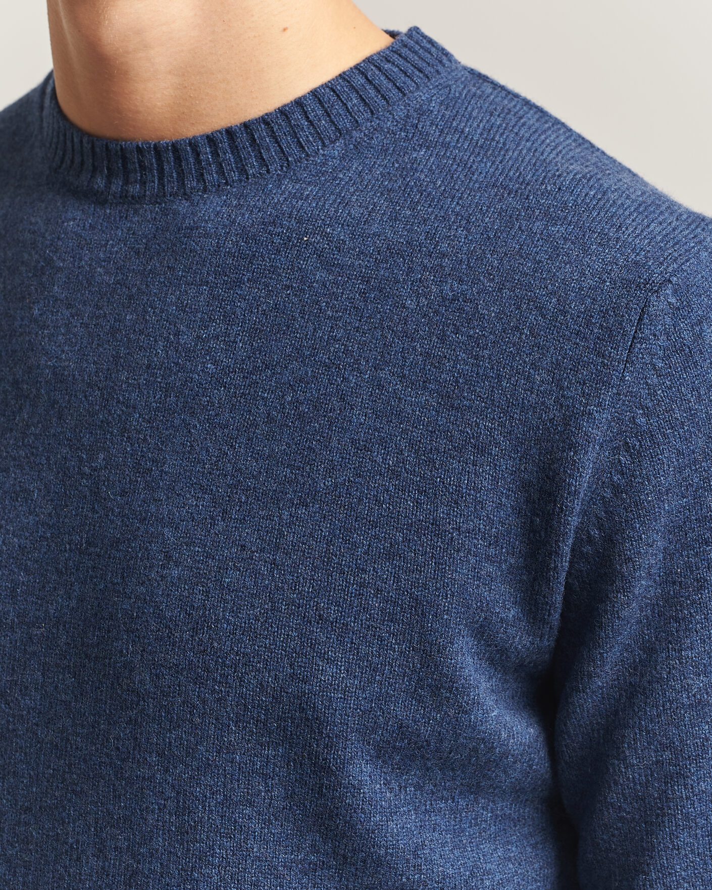 Homme | Pulls Et Tricots | Stenströms | Knitted Lambswool Crew Neck Indigo Melange