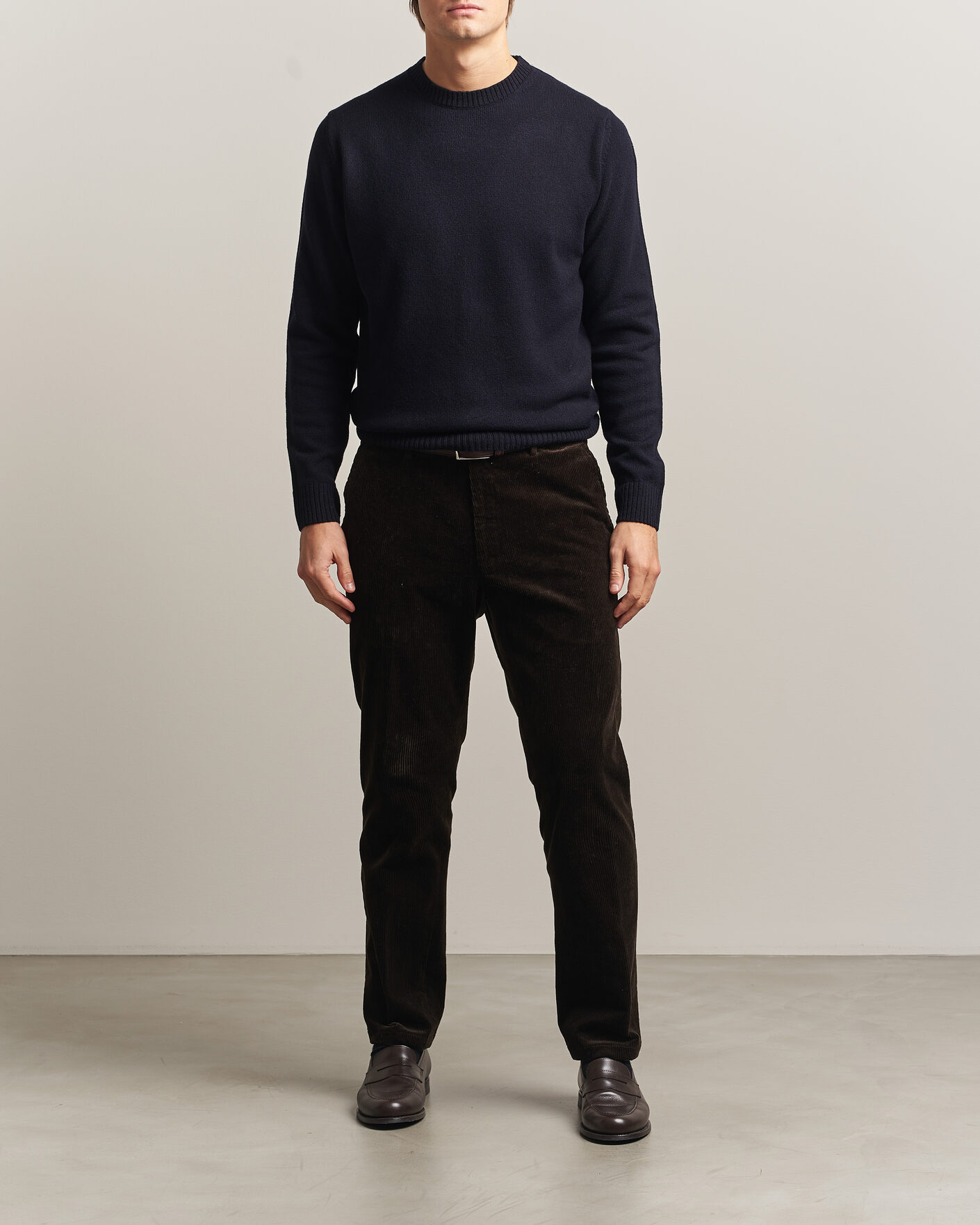 Homme | Pulls Et Tricots | Stenströms | Knitted Lambswool Crew Neck Dark Navy