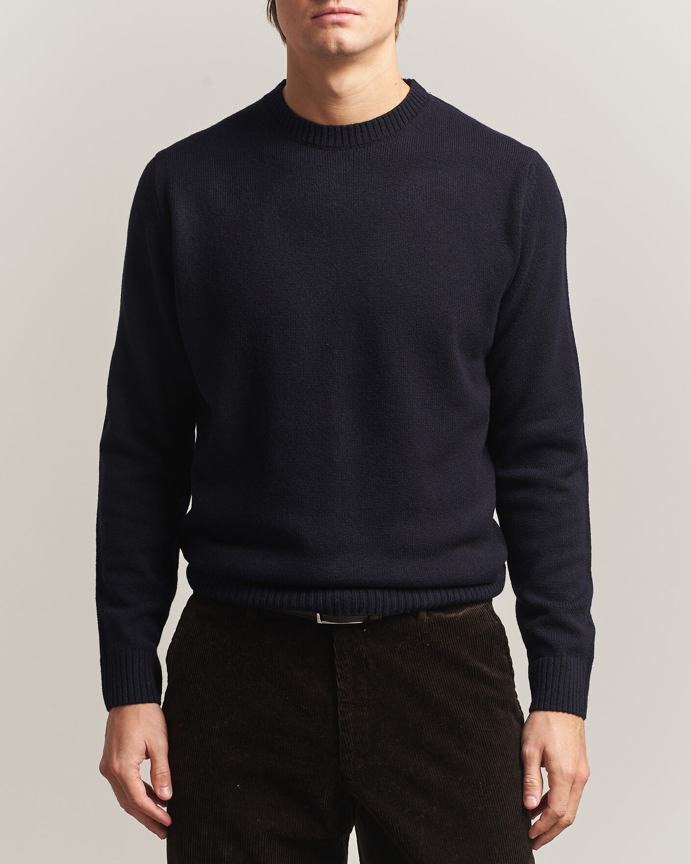 Homme | Pulls Et Tricots | Stenströms | Knitted Lambswool Crew Neck Dark Navy