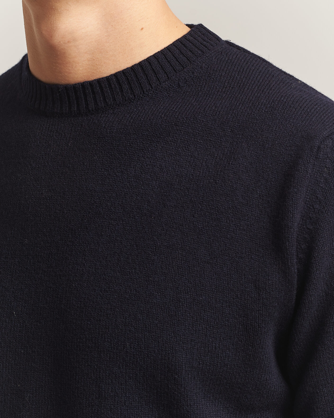 Homme | Pulls Et Tricots | Stenströms | Knitted Lambswool Crew Neck Dark Navy