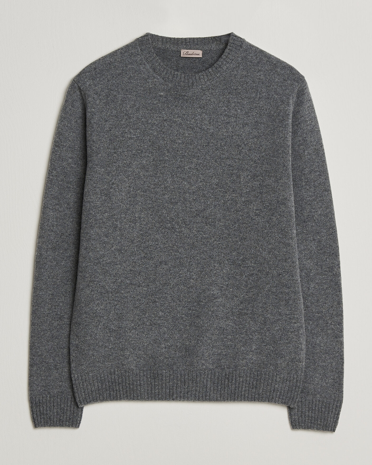 Homme | Pulls Et Tricots | Stenströms | Knitted Lambswool Crew Neck Mid Grey Melange