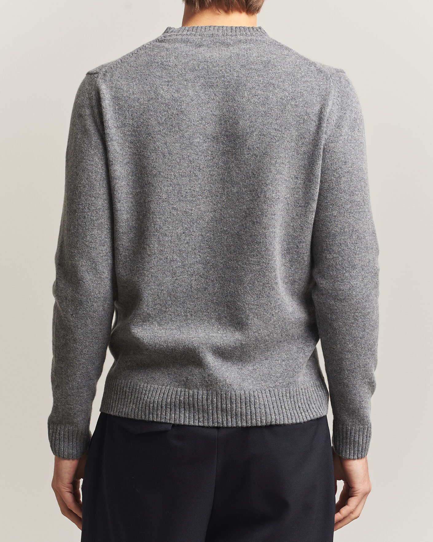Homme | Pulls Et Tricots | Stenströms | Knitted Lambswool Crew Neck Mid Grey Melange