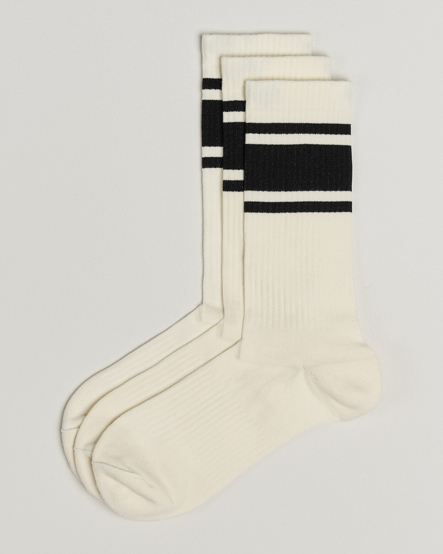 Homme | Sous-Vêtements Et Chaussettes | Sweyd | 3-Pack Triple Stripe Cotton Socks White/Black