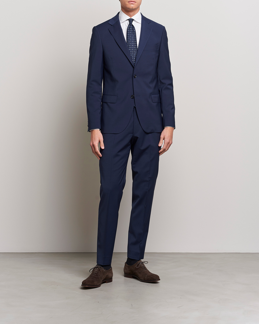 Men | Suits | Oscar Jacobson | Edmund Wool Suit Mid Blue