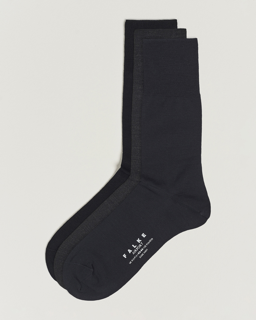 Homme | Sous-Vêtements Et Chaussettes | Falke | 3-Pack Airport Socks Dark Navy/Black/Anthracite