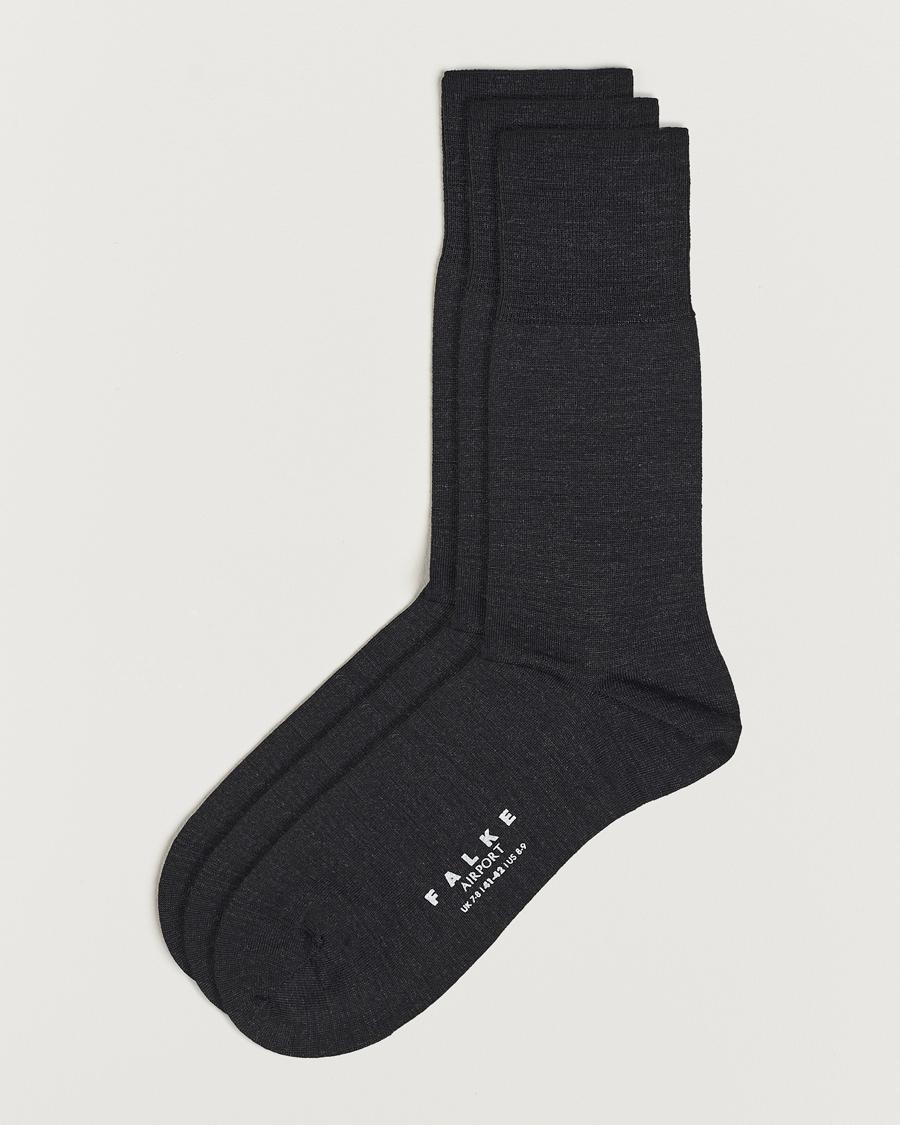Homme | Sous-Vêtements Et Chaussettes | Falke | 3-pack Airport Socks Anthracite Melange