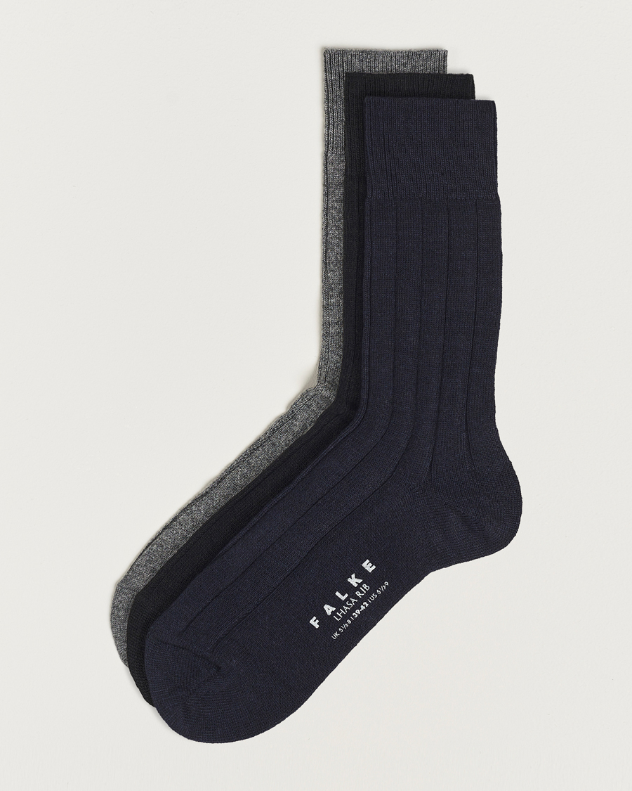 Homme | Sous-Vêtements Et Chaussettes | Falke | 3-Pack Lhasa Cashmere Socks Black/Dark Navy/Light Grey