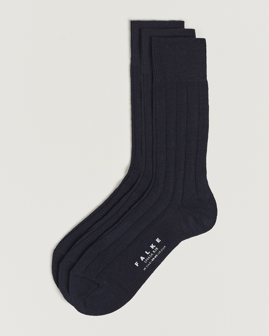 Homme | Sous-Vêtements Et Chaussettes | Falke | 3-Pack Lhasa Cashmere Socks Dark Navy