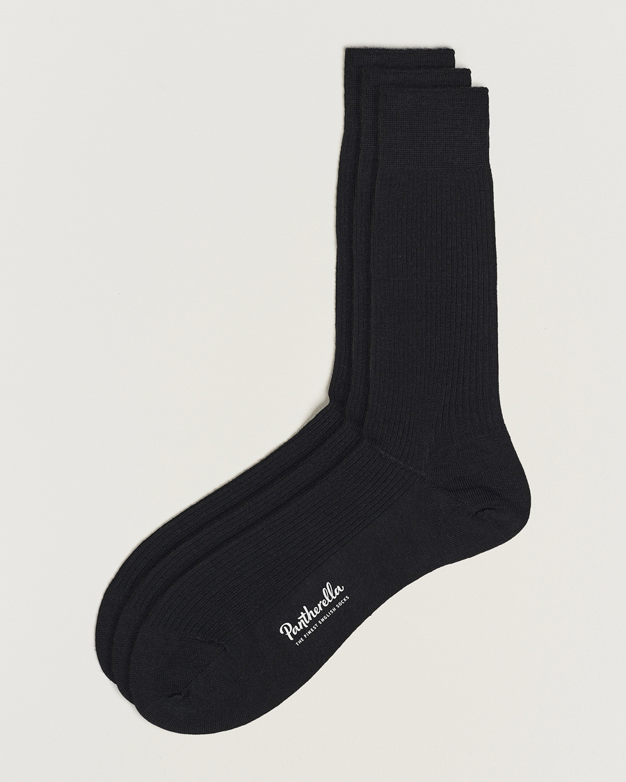 Homme | Sous-Vêtements Et Chaussettes | Pantherella | 3-Pack Naish Merino/Nylon Sock Black